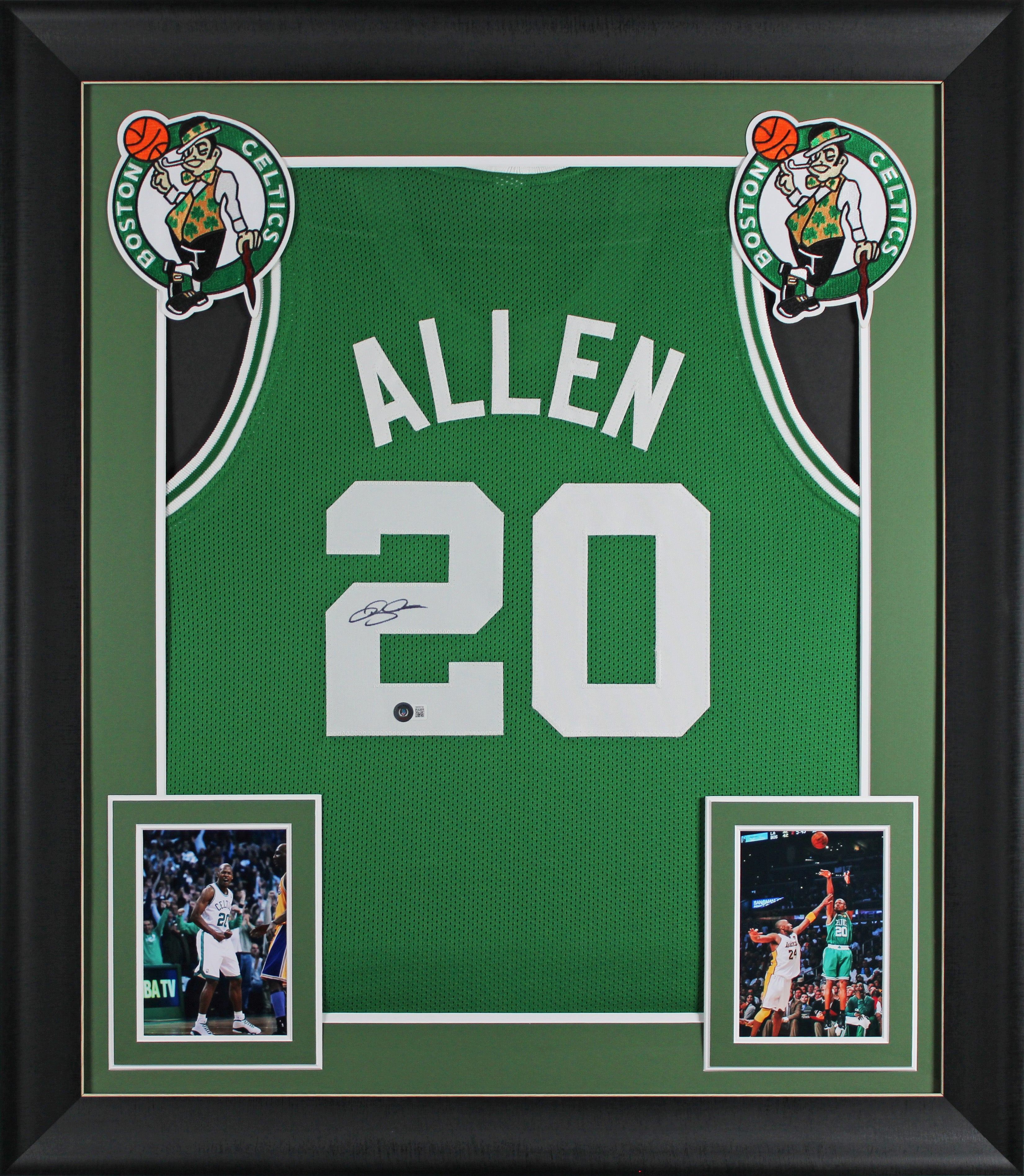 Ray Allen Authentic Signed Green Pro Style Framed Jersey BAS Witnessed