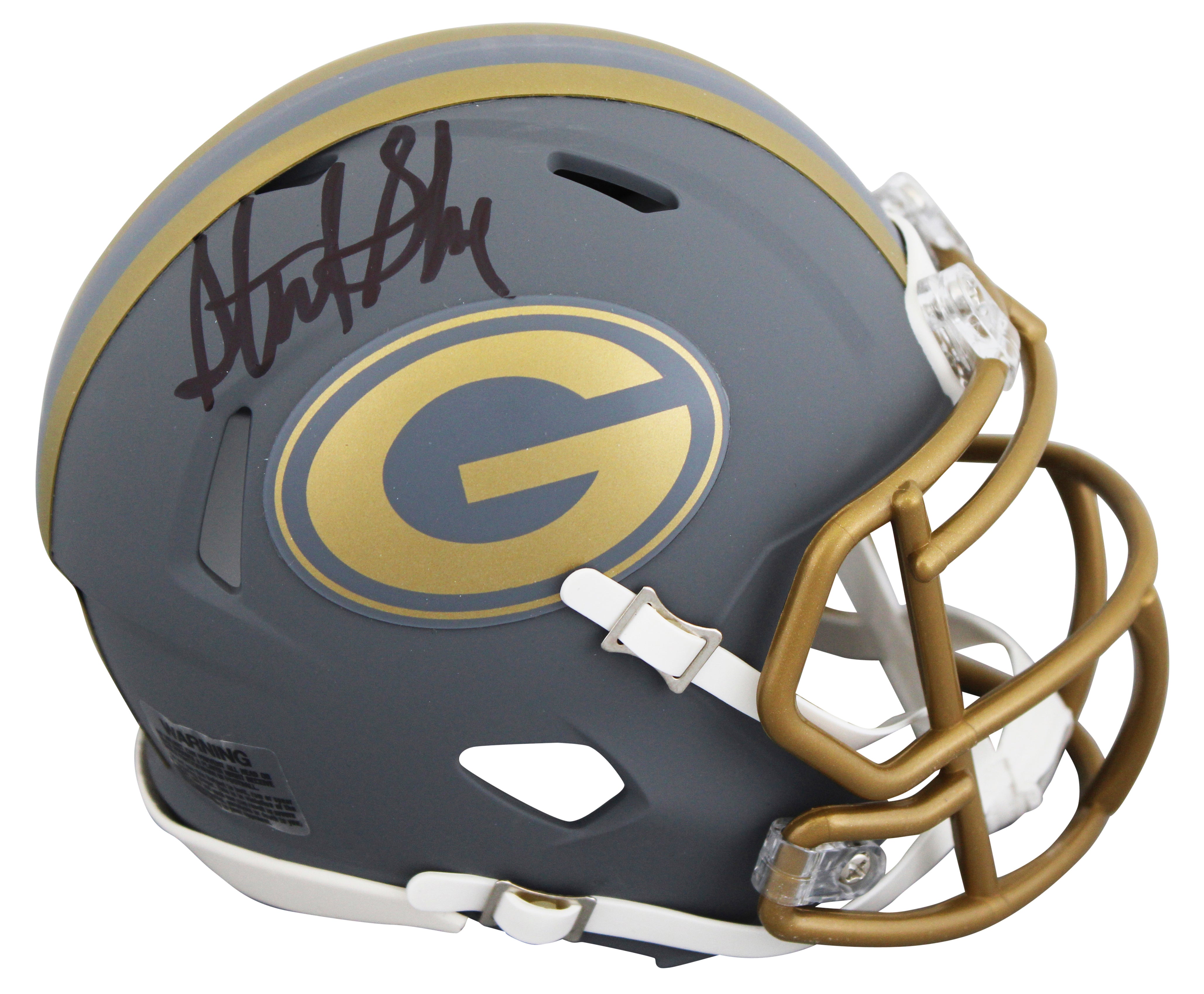 Packers Sterling Sharpe Authentic Signed Slate Speed Mini Helmet w/ Case BAS Wit