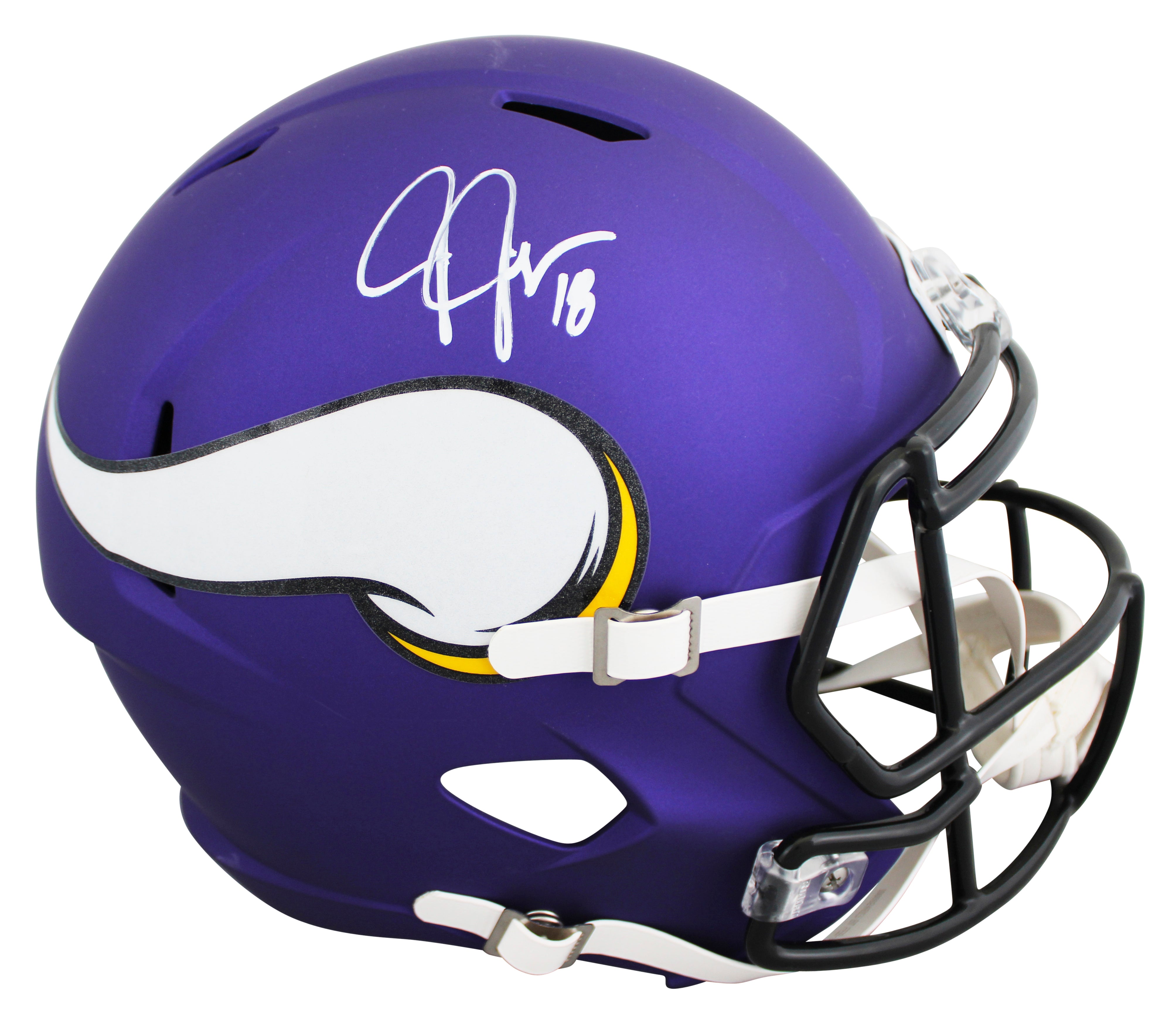 Vikings Justin Jefferson Signed Full Size Speed Rep Helmet BAS Witness #4W861771
