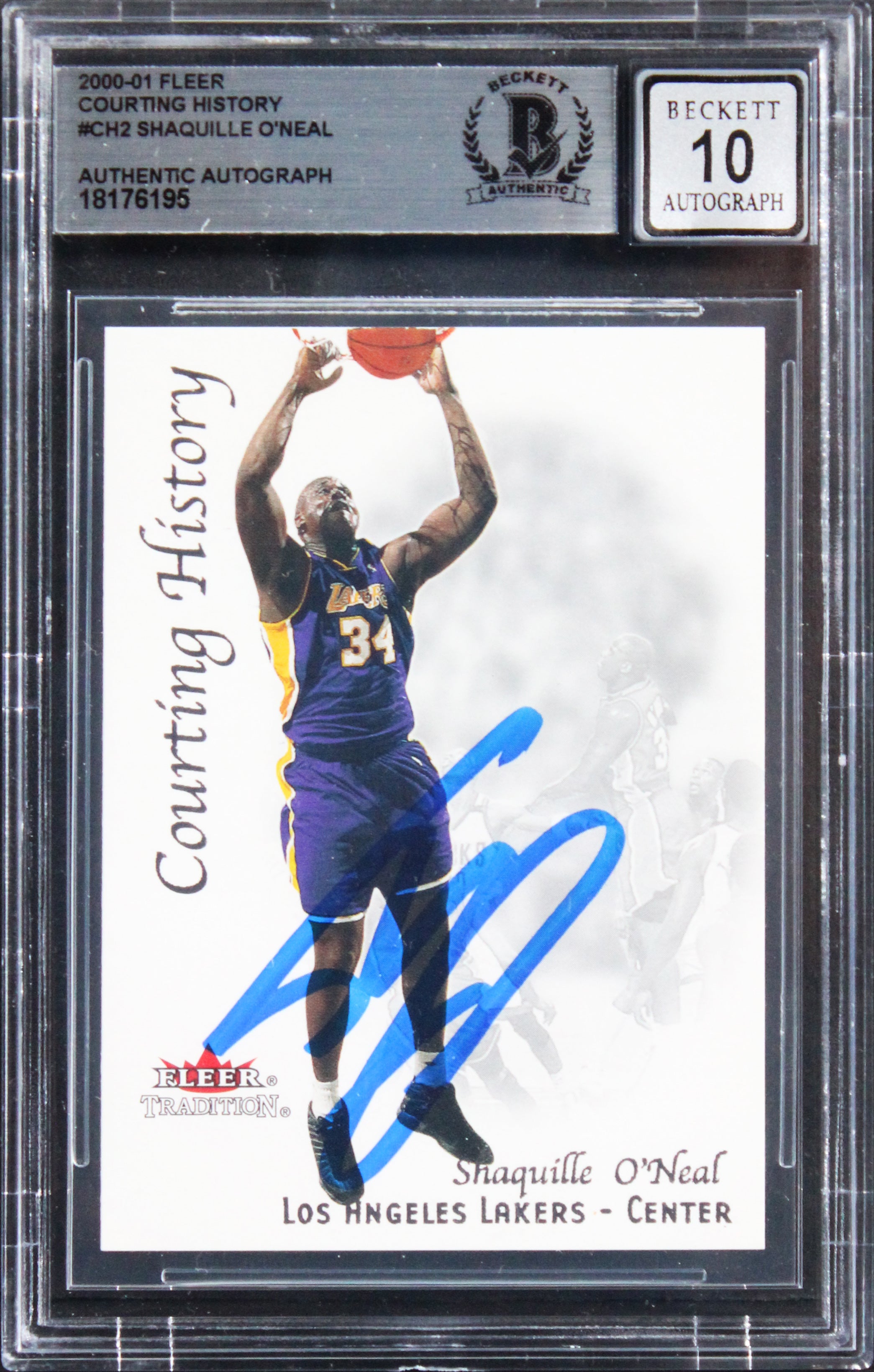 Shaquille O'Neal Signed 2000 Fleer Courting History #CH2 Card Auto 10! BAS Slab