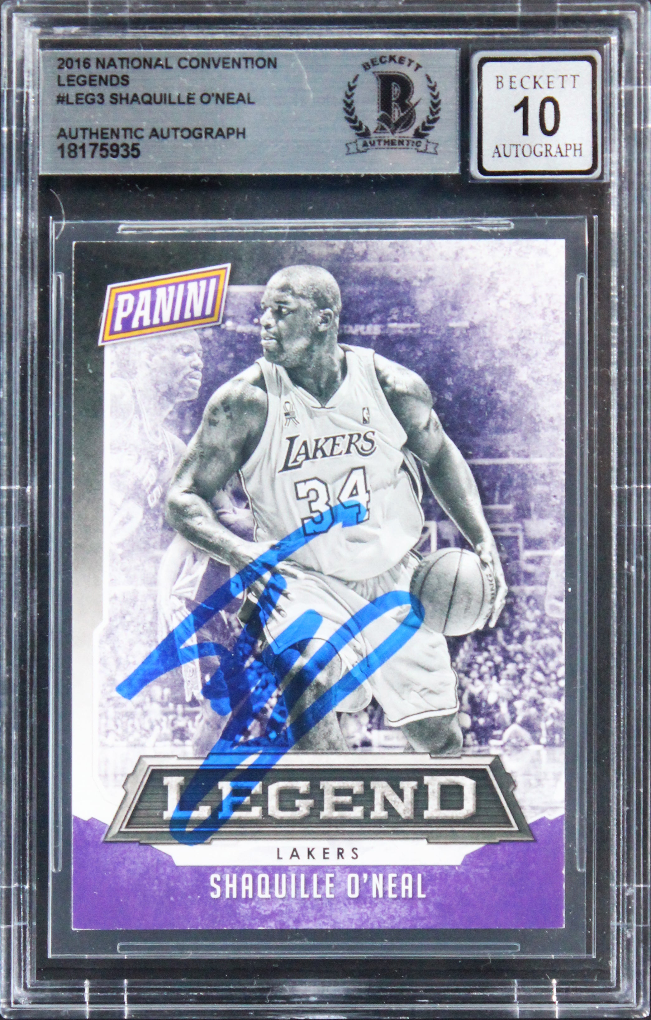Shaquille O'Neal Signed 2018 Nat Convention Legends #LEG3 Card Auto 10! BAS Slab