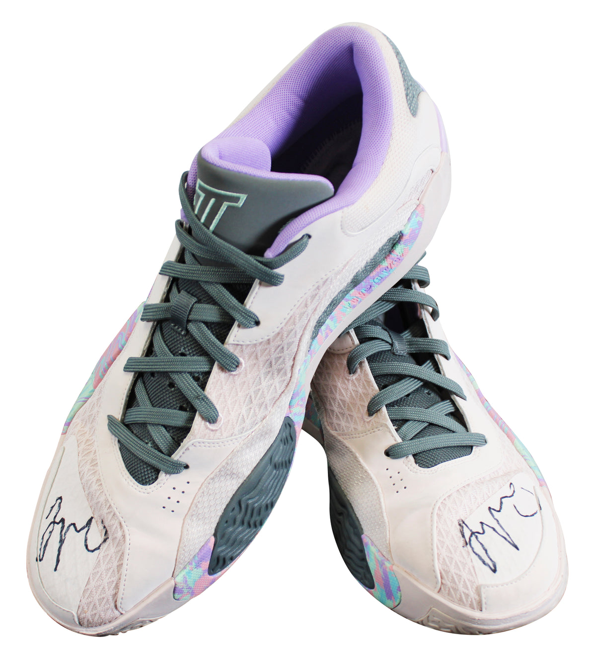 Celtics Jayson Tatum Signed Game Used Jordan JT 2 Sidewalk Chalk Shoes Fanatics
