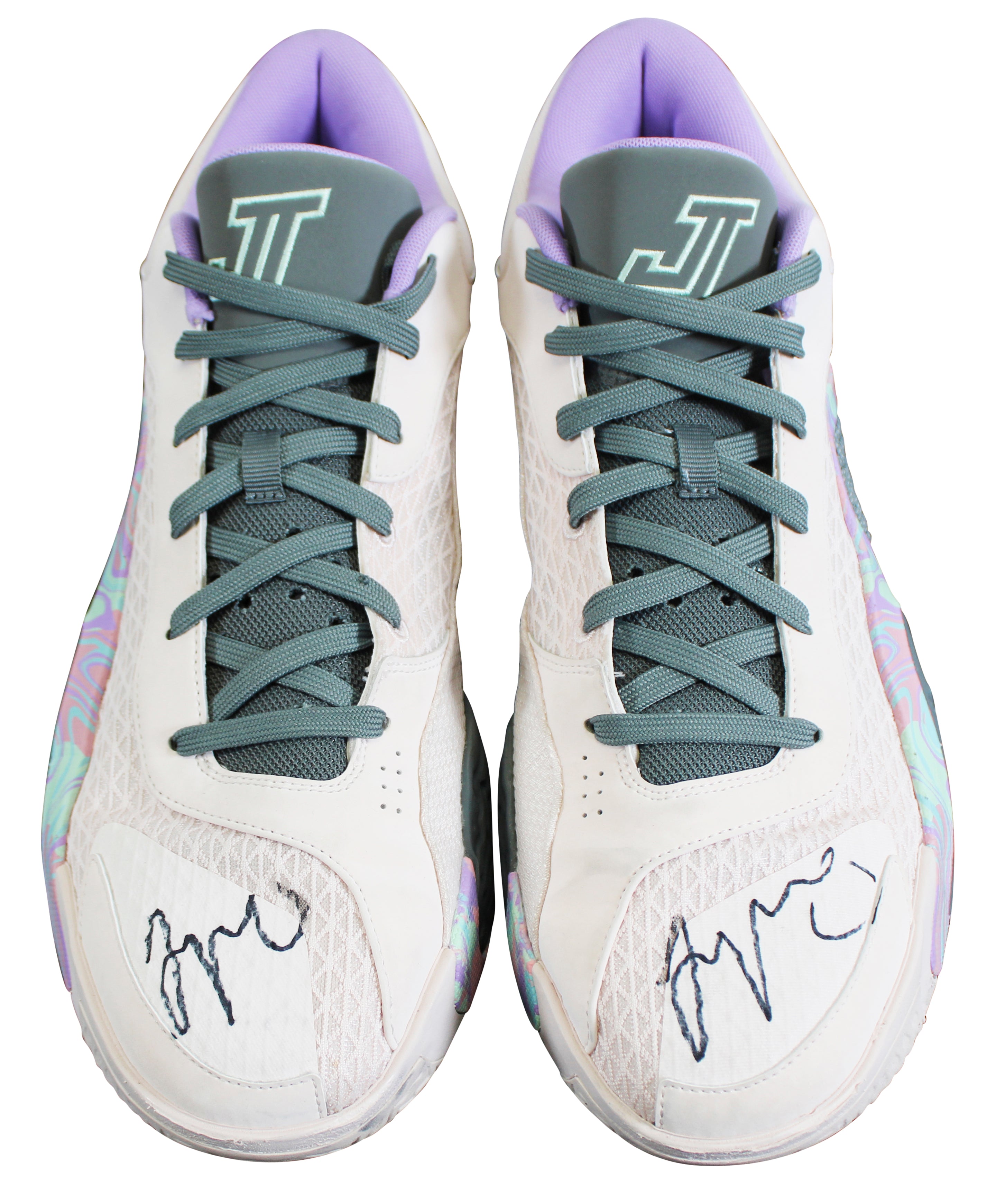Celtics Jayson Tatum Signed Game Used Jordan JT 2 Sidewalk Chalk Shoes Fanatics