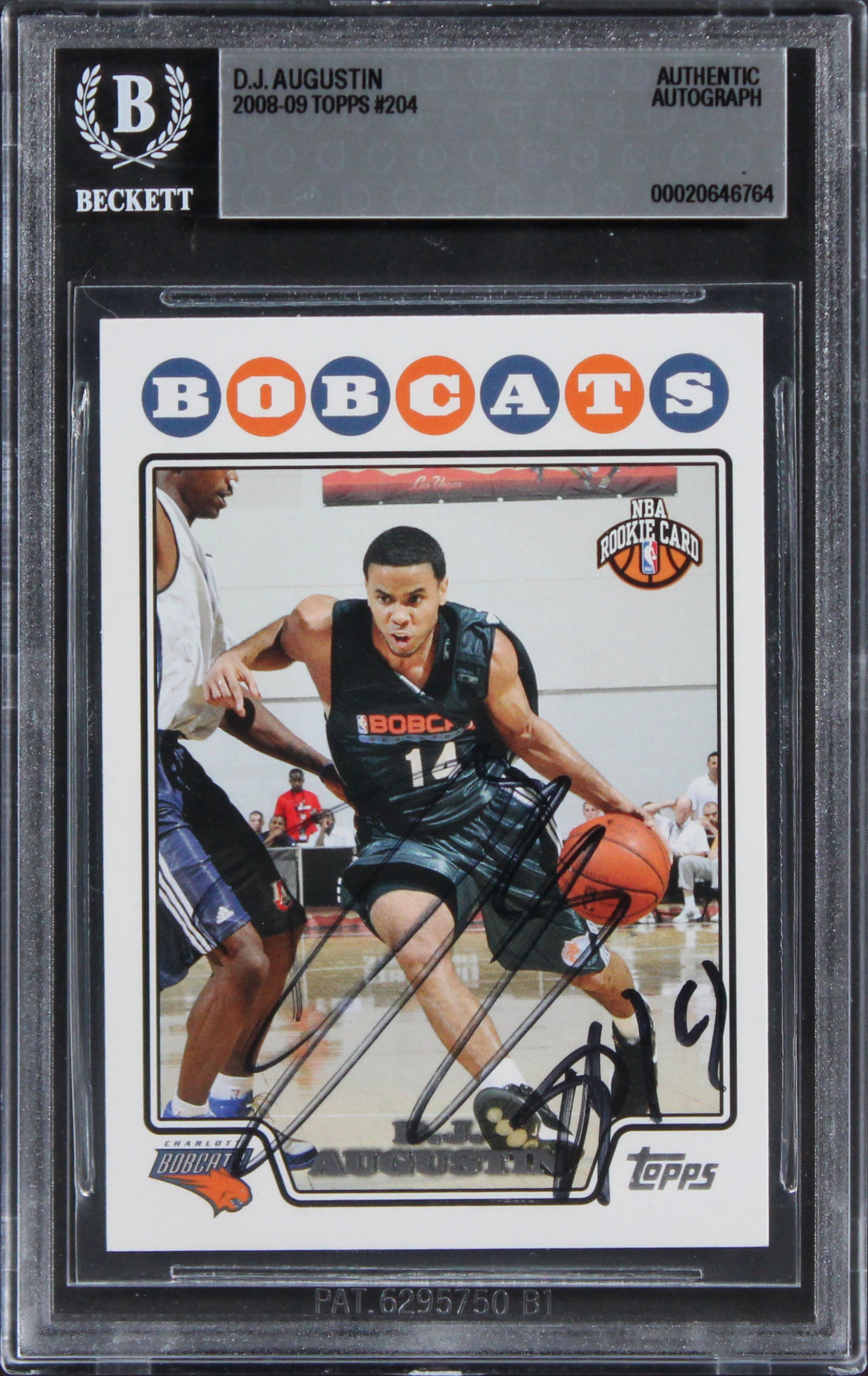 Bobcats D.J. Augustin Authentic Signed 2008 Topps #204 Rookie Card BAS Slabbed
