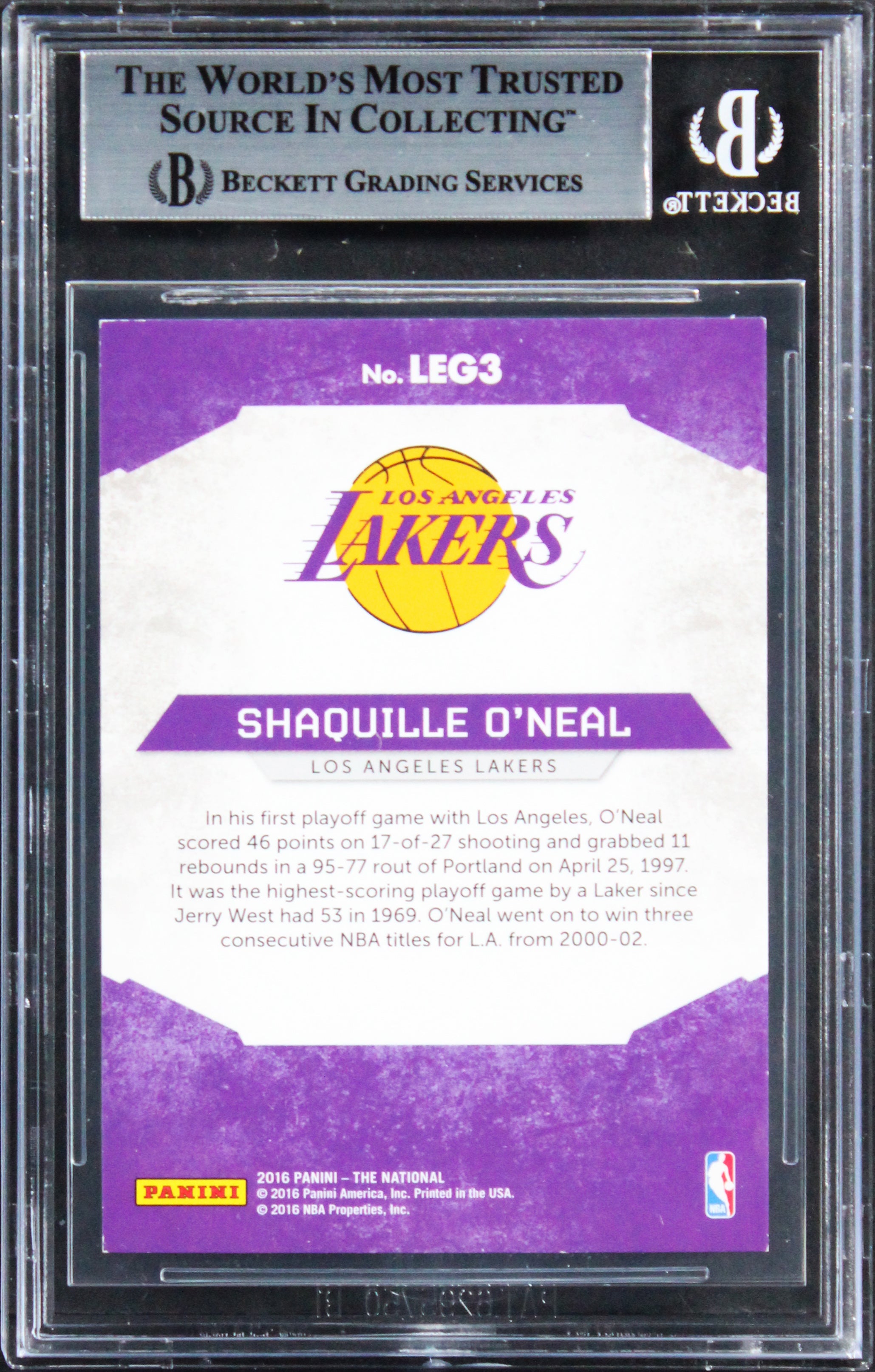 Shaquille O'Neal Signed 2016 National Convention Legends #LEG3 Card BAS Slabbed