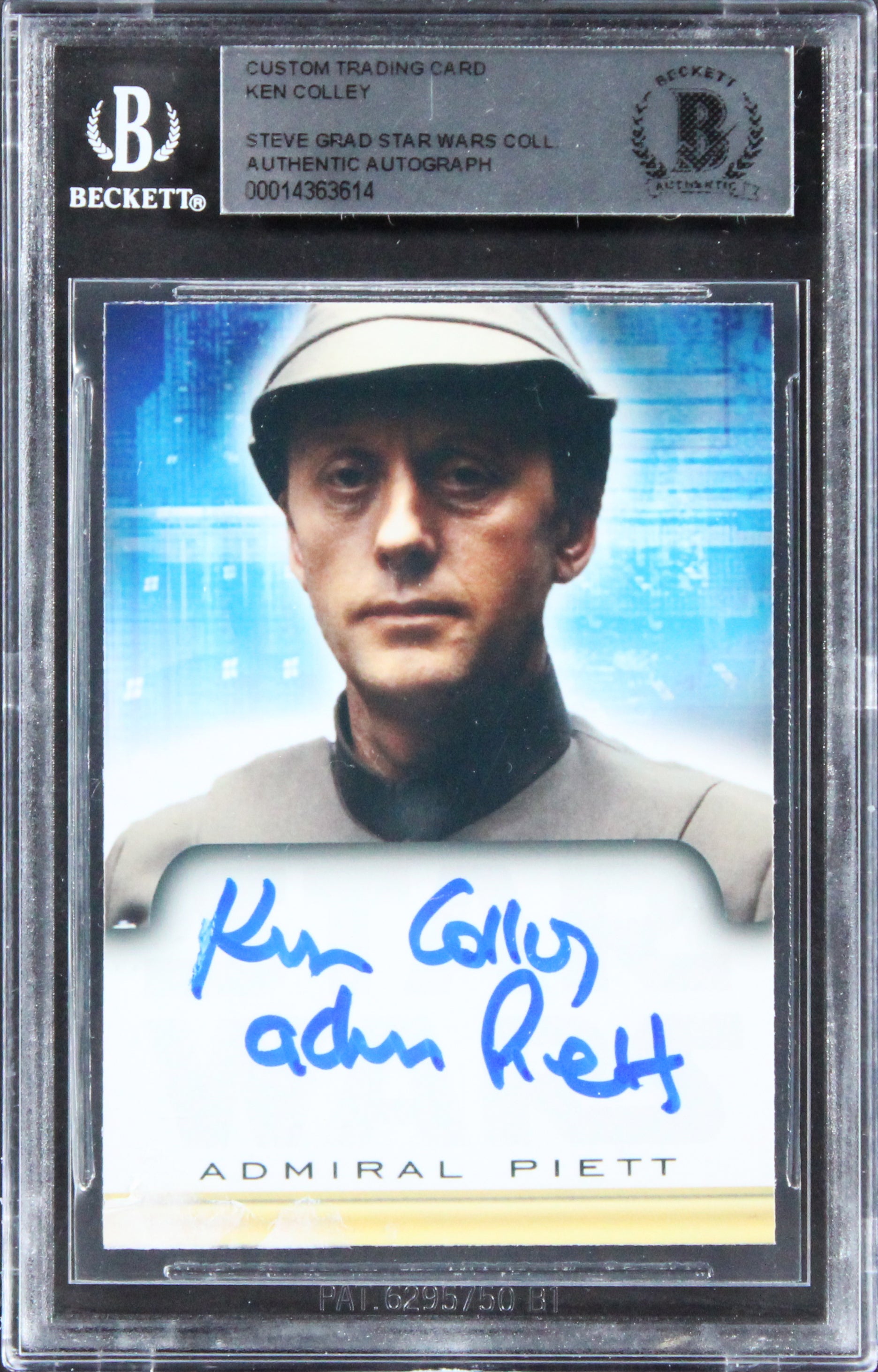 Ken Colley Star Wars "Adm Piett" Signed Custom Trading Card BAS Slabbed
