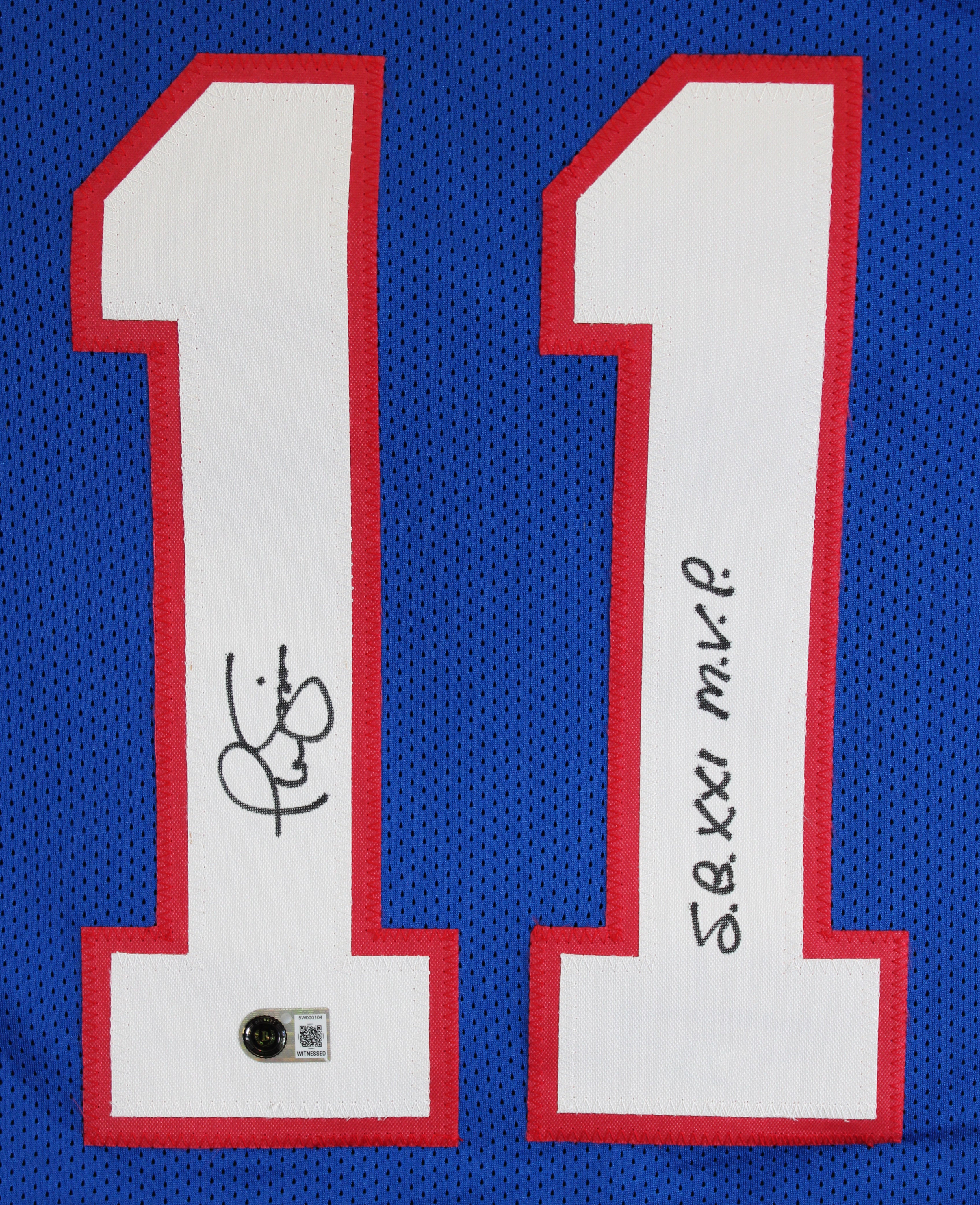 Phil Simms "SB XXI MVP" Authentic Signed Blue Pro Style Jersey BAS Witnessed