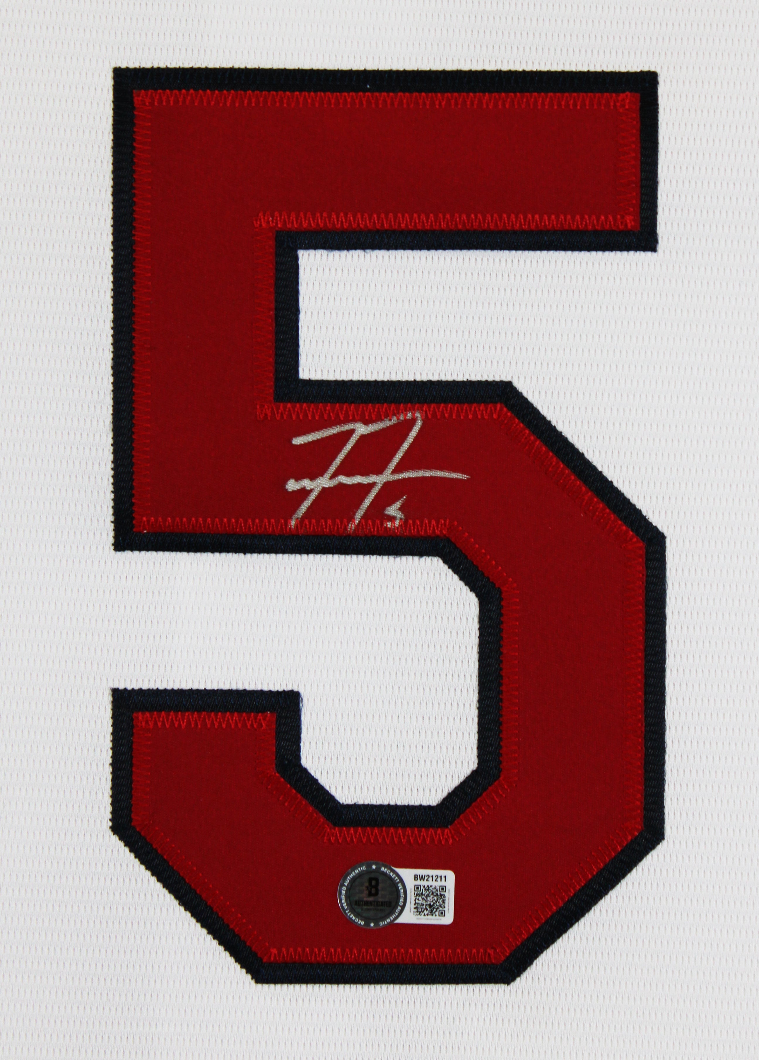 Braves Freddie Freeman Signed White Nike Jersey w/ 2021 WS Patch BAS #BW21211