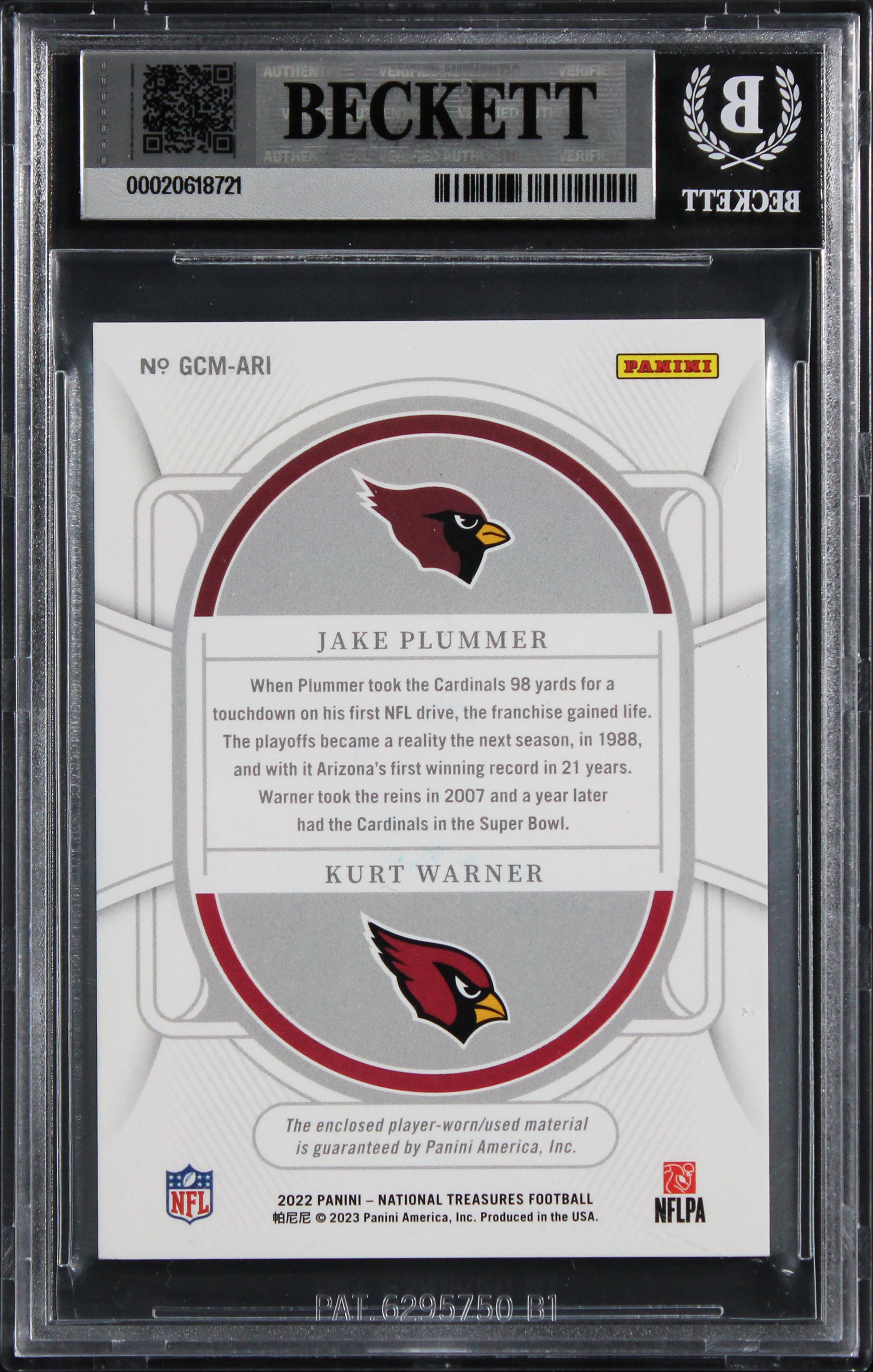 Kurt Warner & Jake Plummer Signed 2022 NT GCM #26 #24/25 Card Auto 10! BAS Slab