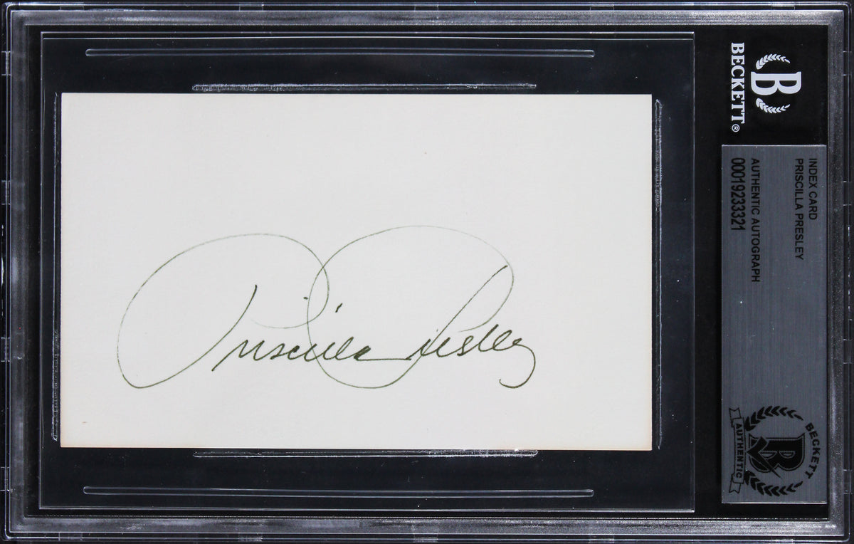 Priscilla Presley The Naked Gun Authentic Signed 3x5 Index Card BAS Slabbed