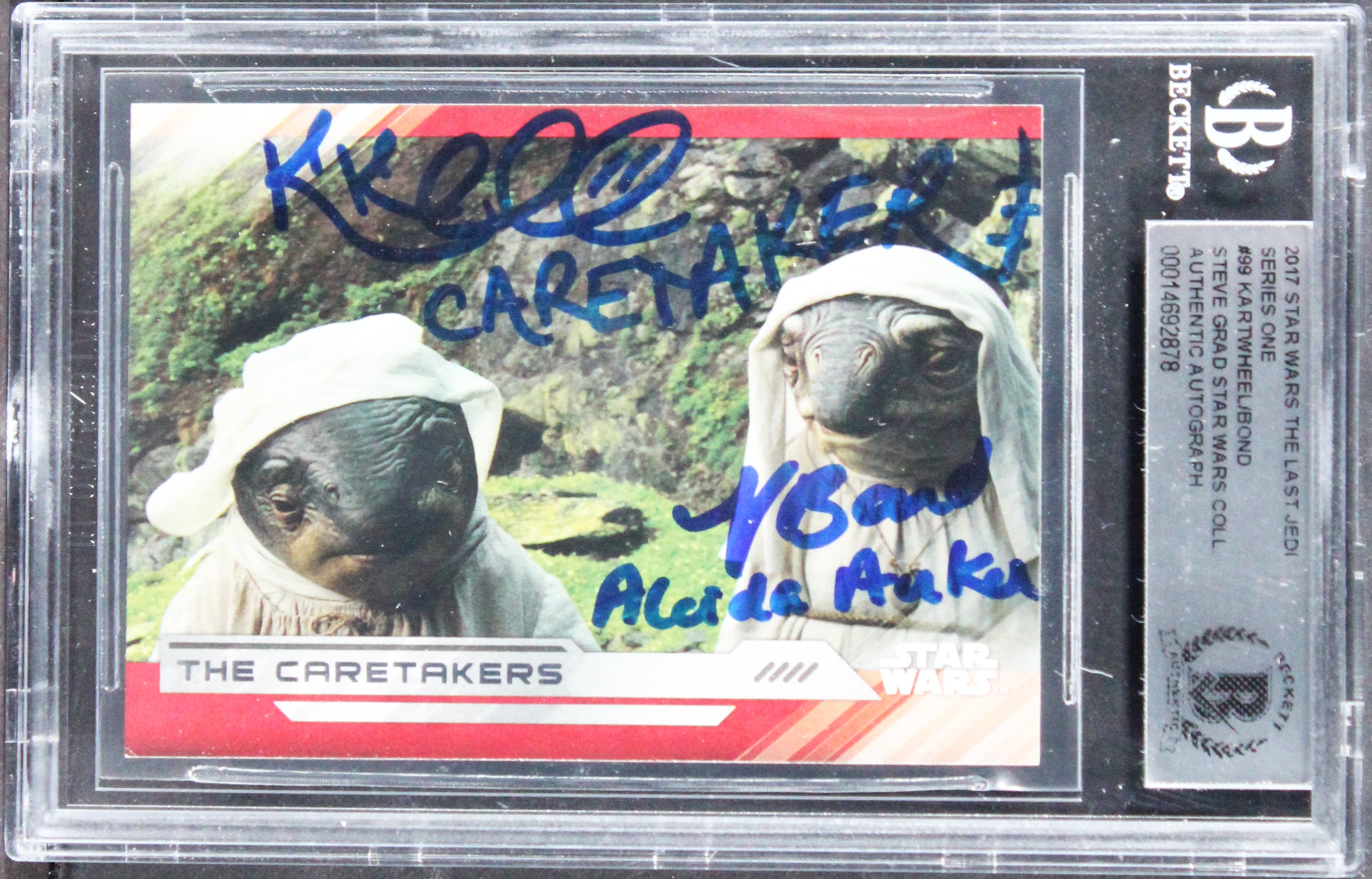 Star Wars (2) Kartwheel & Bond W/ Insc Signed 2017 SW TLJ Series 1 Card BAS Slab