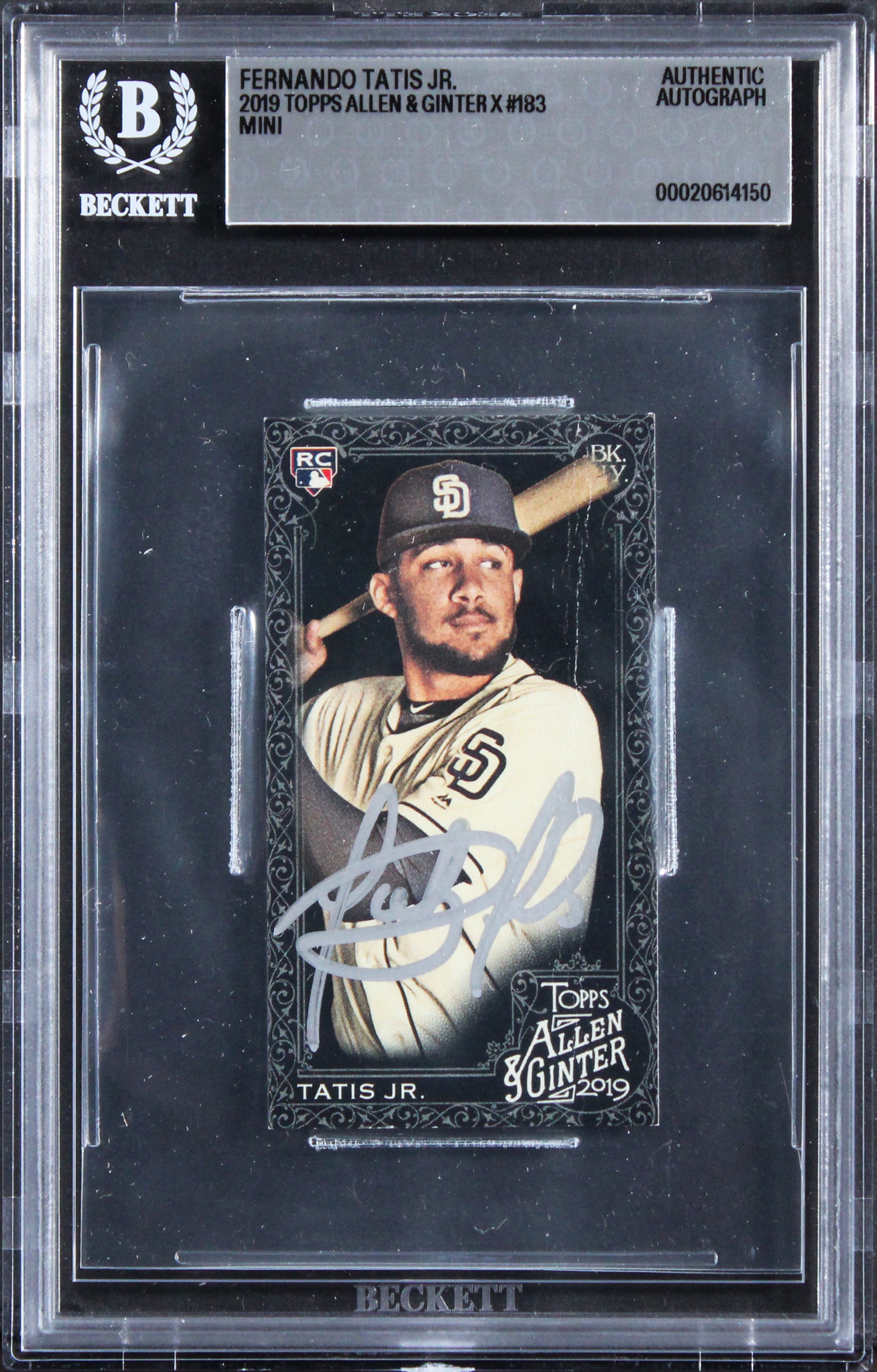 Padres Fernando Tatis Jr. Signed 2019 Topps A&G X Mini #183 RC Card BAS Slabbed