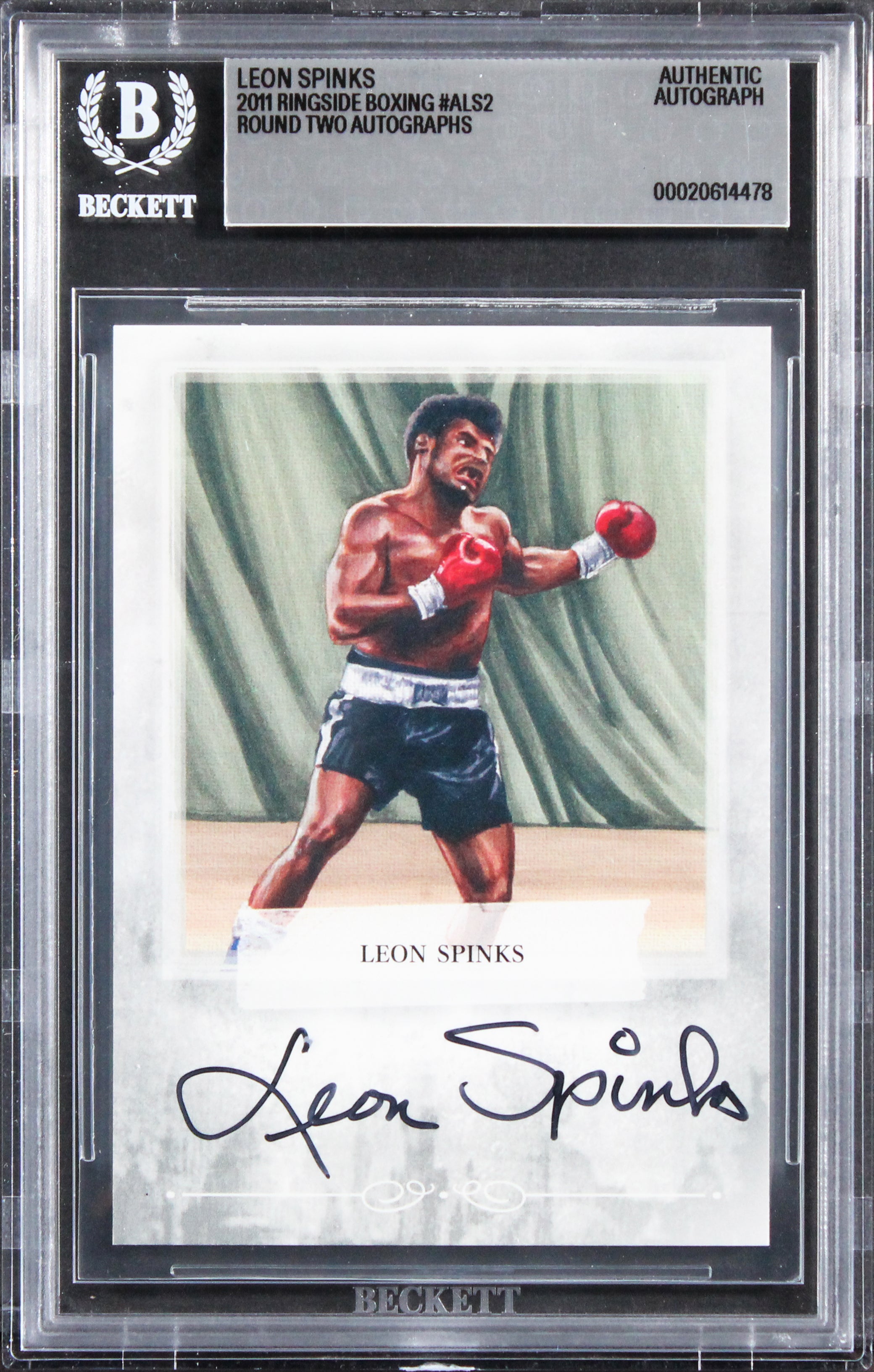 Leon Spinks Signed 2011 Ringside Boxing Round Two Autos #ALS2 Card BAS Slabbed