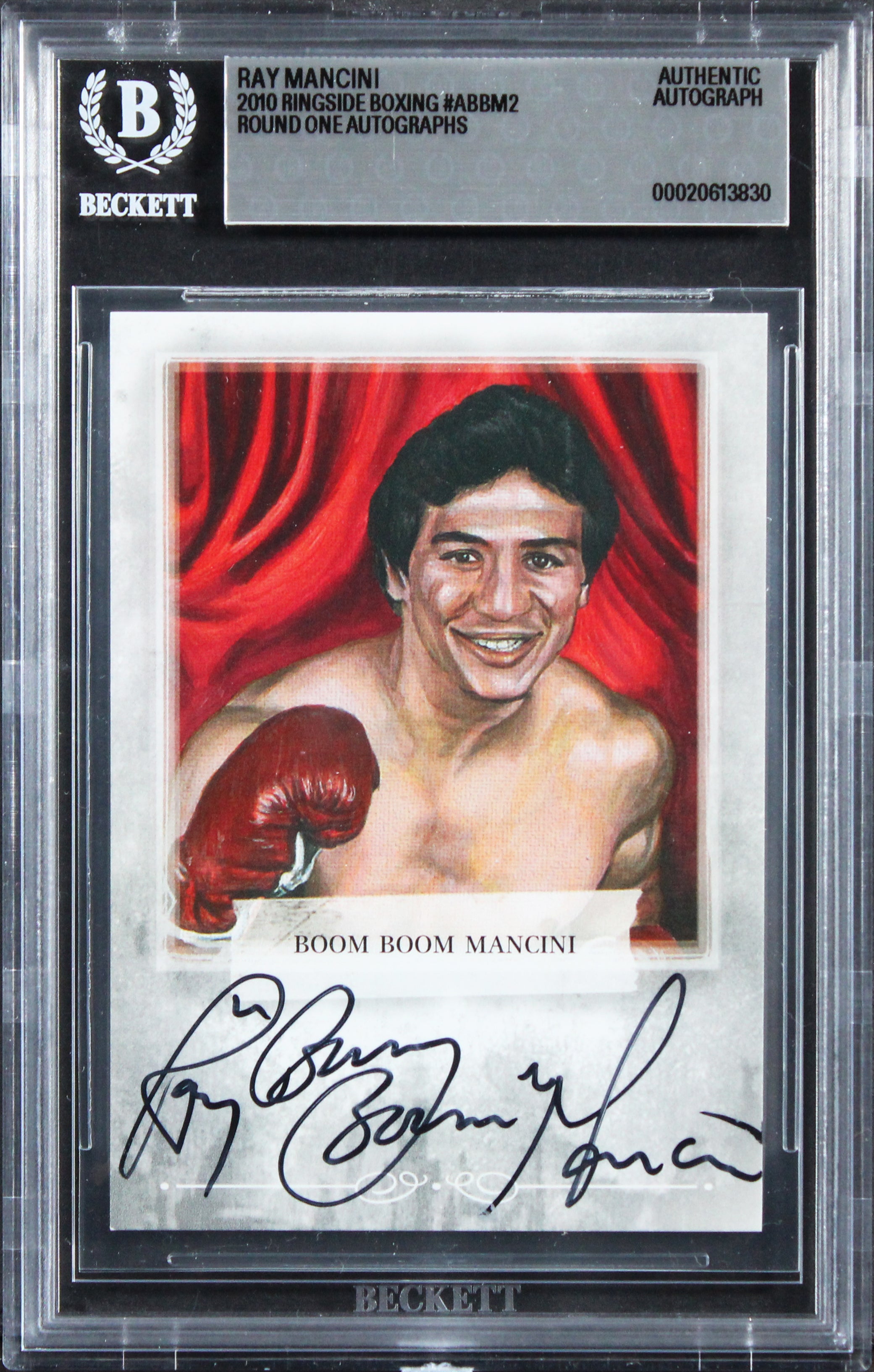 Ray Mancini Signed 2010 Ringside Boxing Round One Autos #ABBM2 Card BAS Slabbed