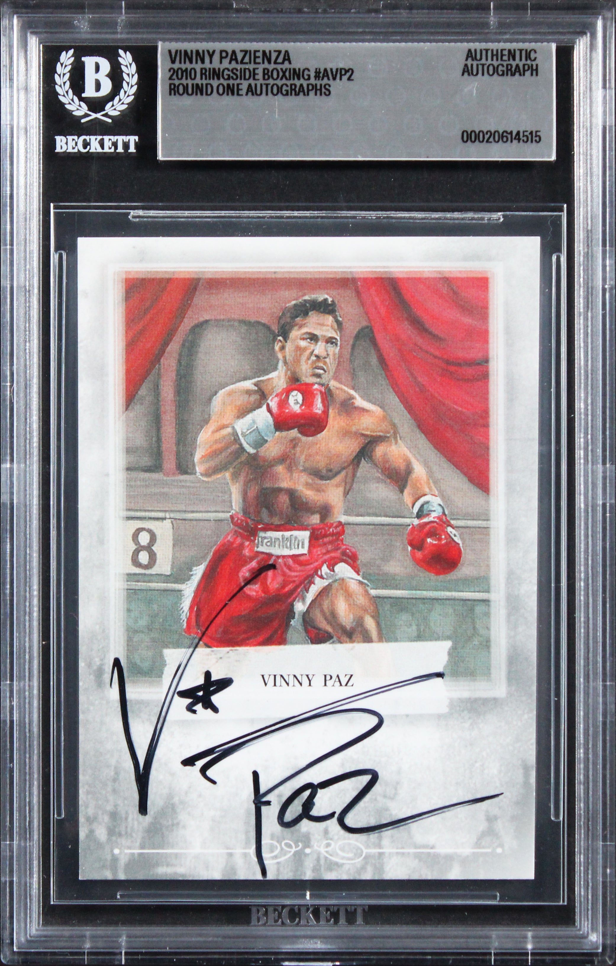 Vinny Pazienza Signed 2010 Ringside Boxing Round One Auto #AVP2 Card BAS Slabbed