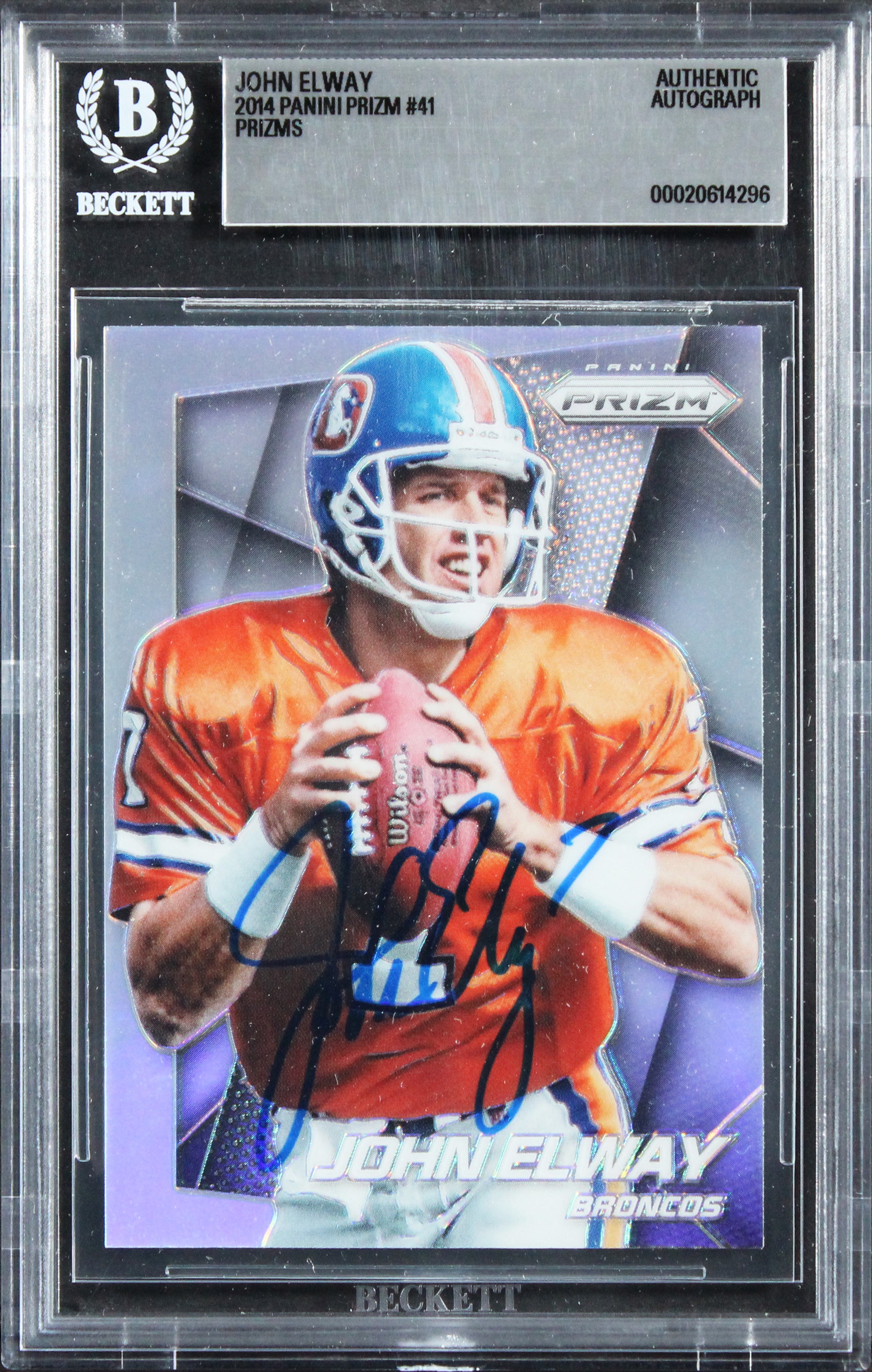 Broncos John Elway Authentic Signed 2014 Panini Prizm #41 Card BAS Slabbed
