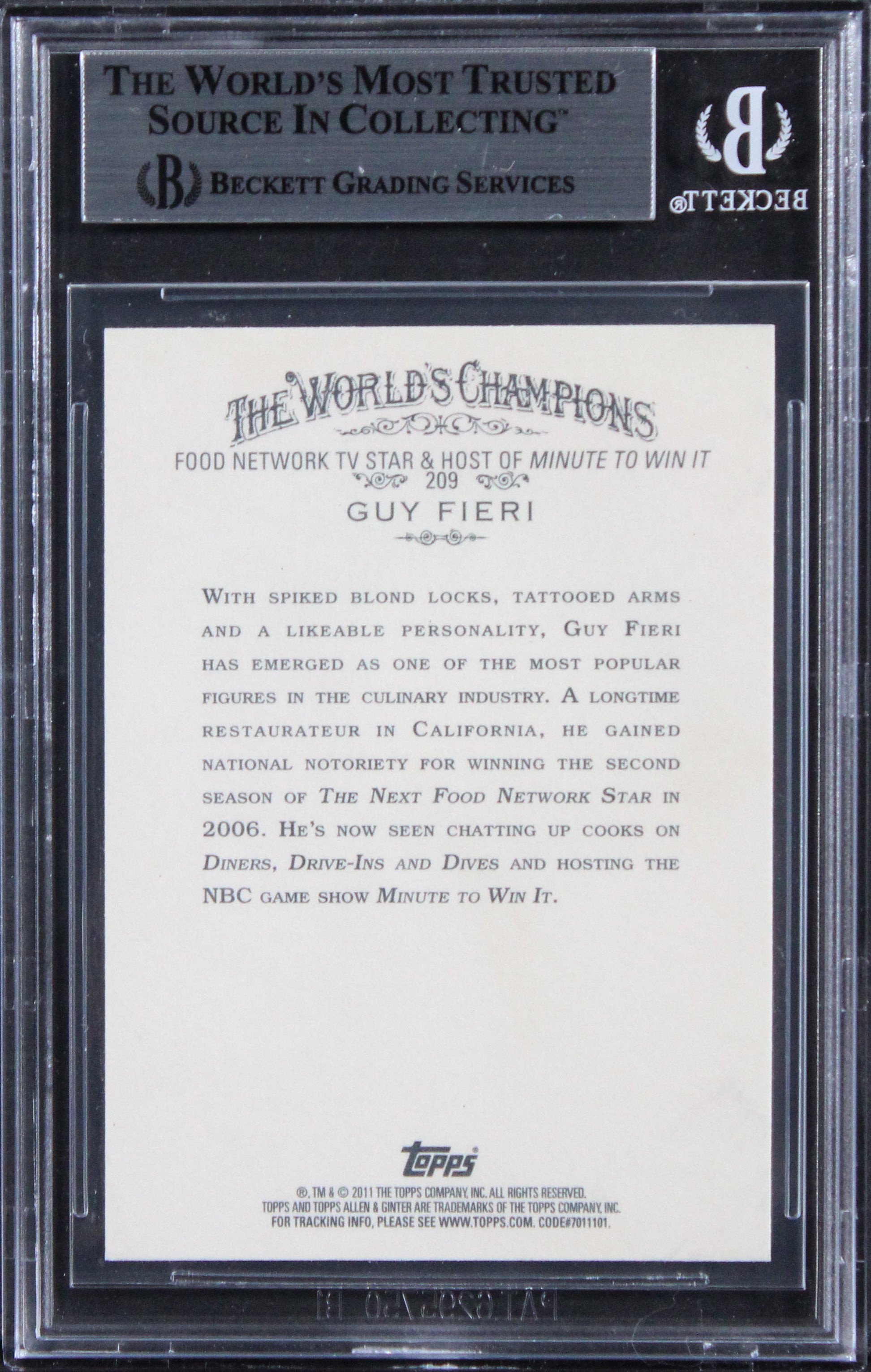 Guy Fieri Signed 2011 Topps Allen & Ginter #209 Card Auto Grade 10! BAS Slabbed