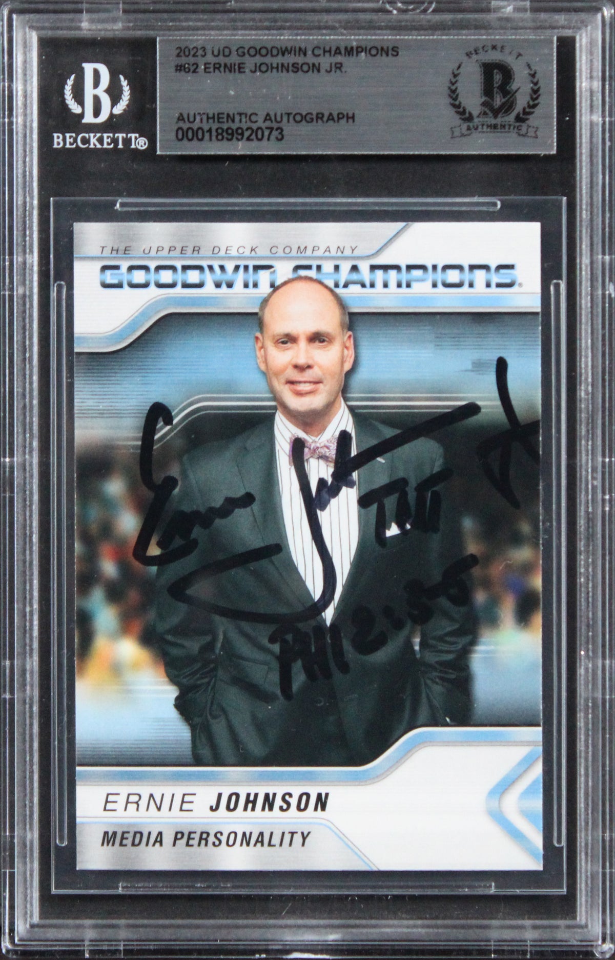 Ernie Johnson Jr. Inside The NBA Signed 2023 UD Goodwin Champs #62 Card BAS Slab