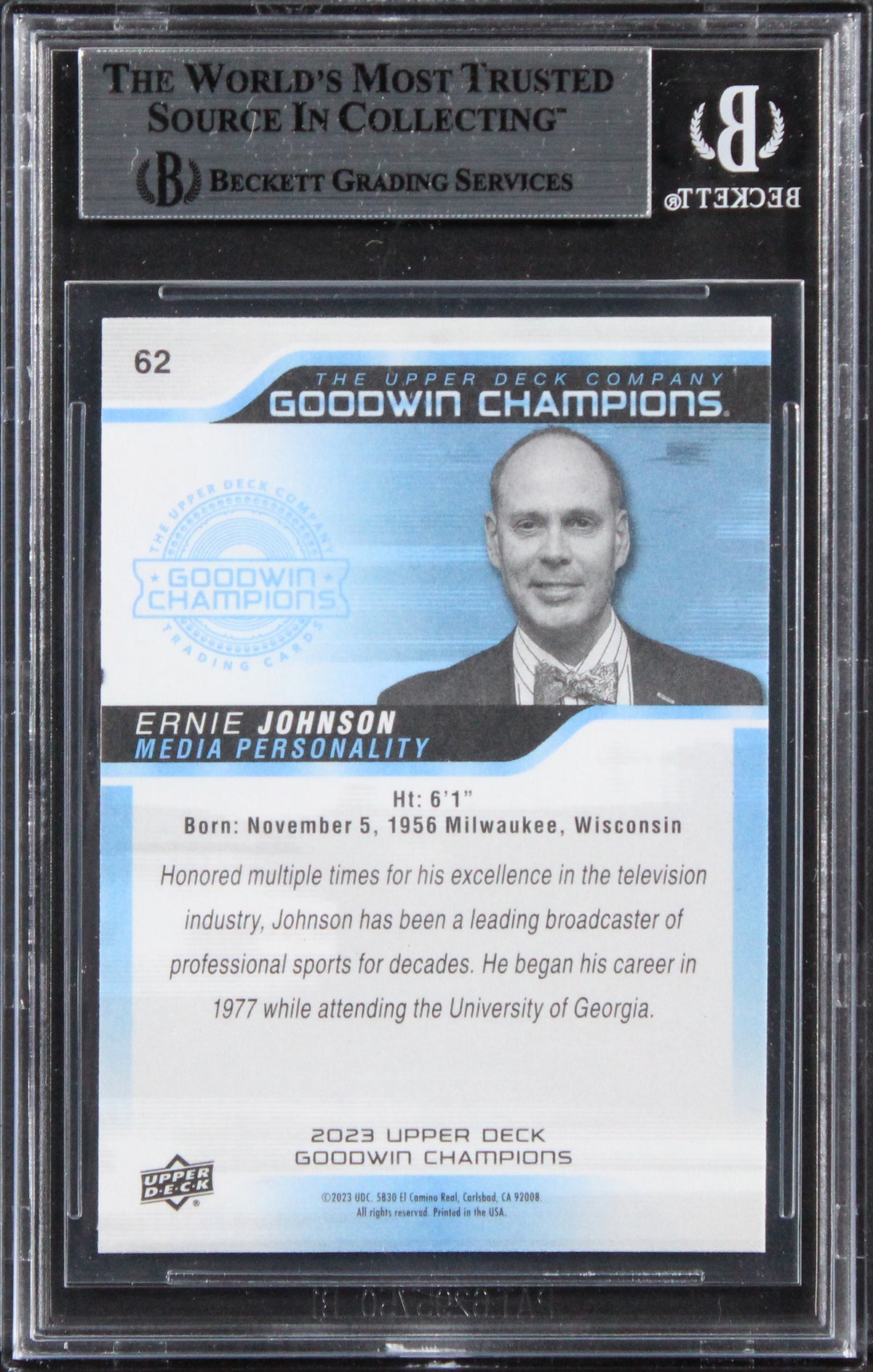 Ernie Johnson Jr. Inside The NBA Signed 2023 UD Goodwin Champs #62 Card BAS Slab