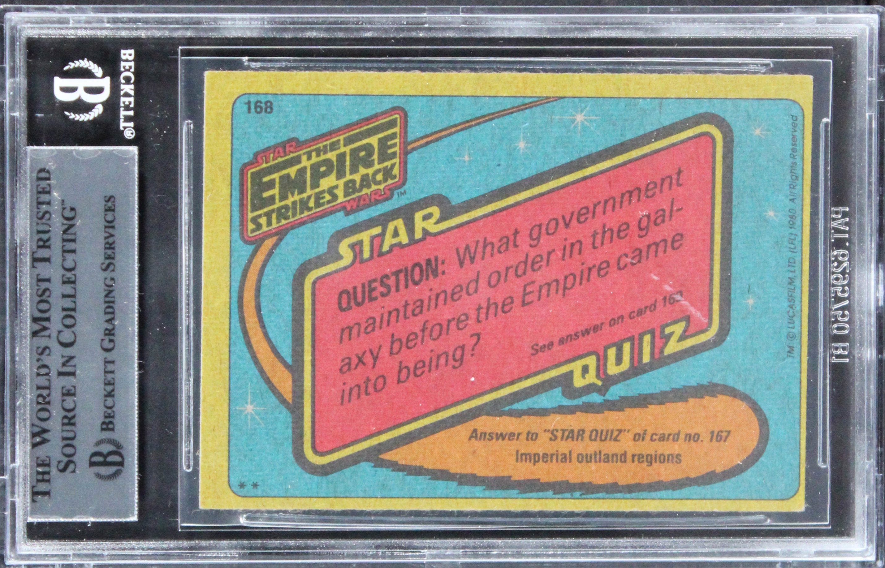 Peter Robinson Star Wars Signed 1980 SW Empire Strikes Back #168 Card BAS Slab