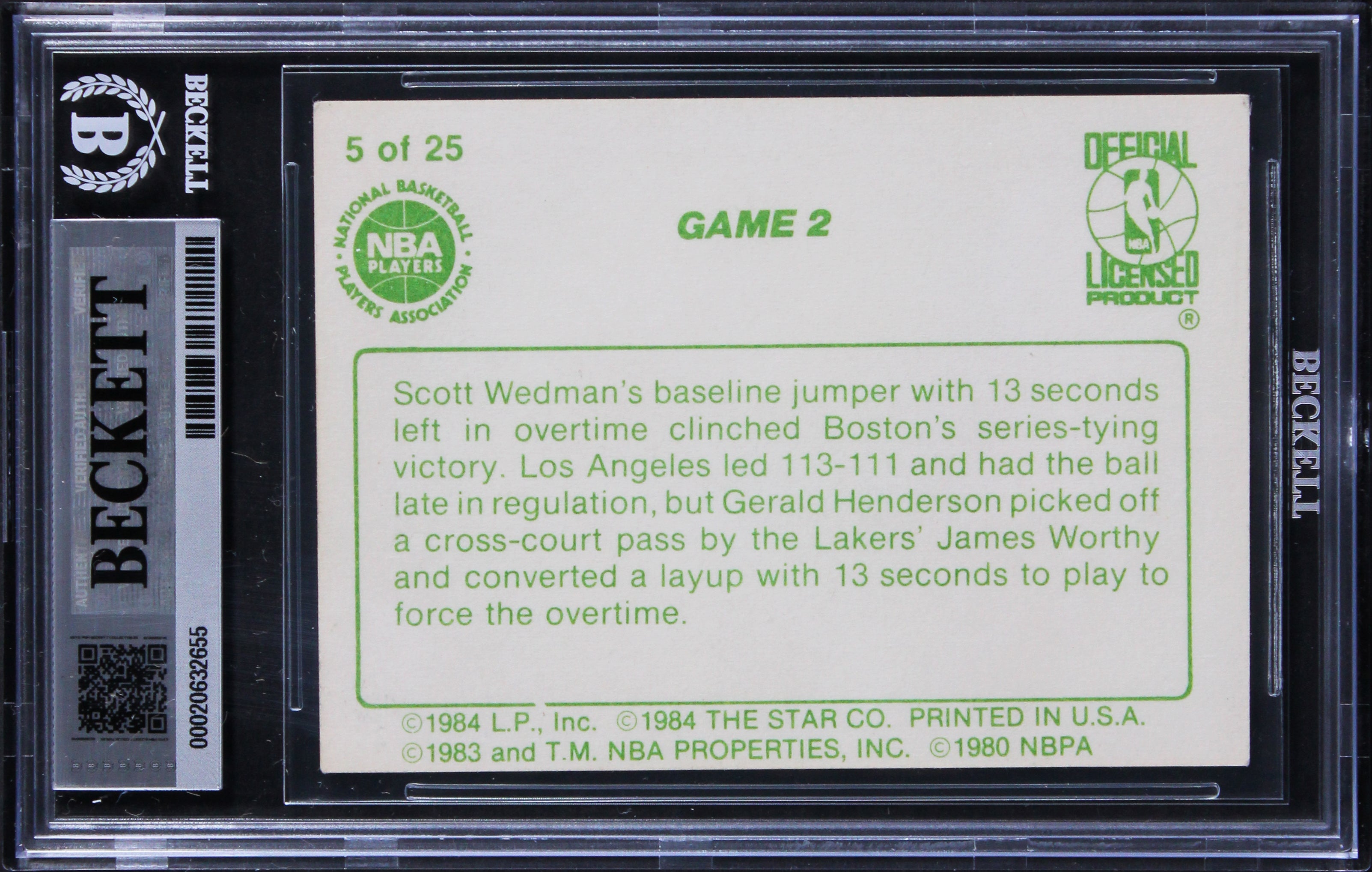 Lakers Magic Johnson Signed 1984 Star #5 Card Auto Grade Gem Mint 10 BAS Slabbed