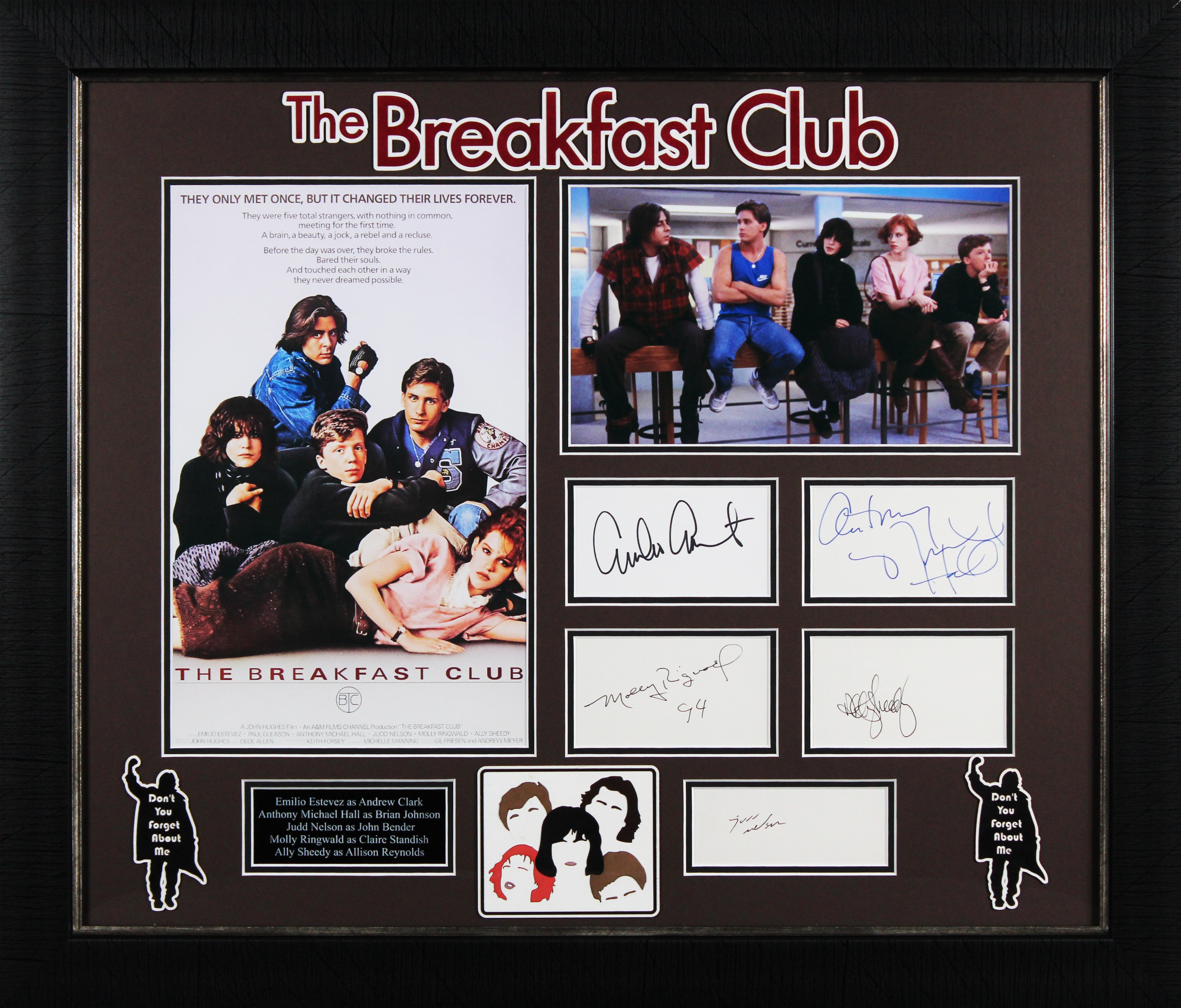 The Breakfast Club (5) Estevez, Nelson, Hall, +2 Signed Framed Display BAS LOA