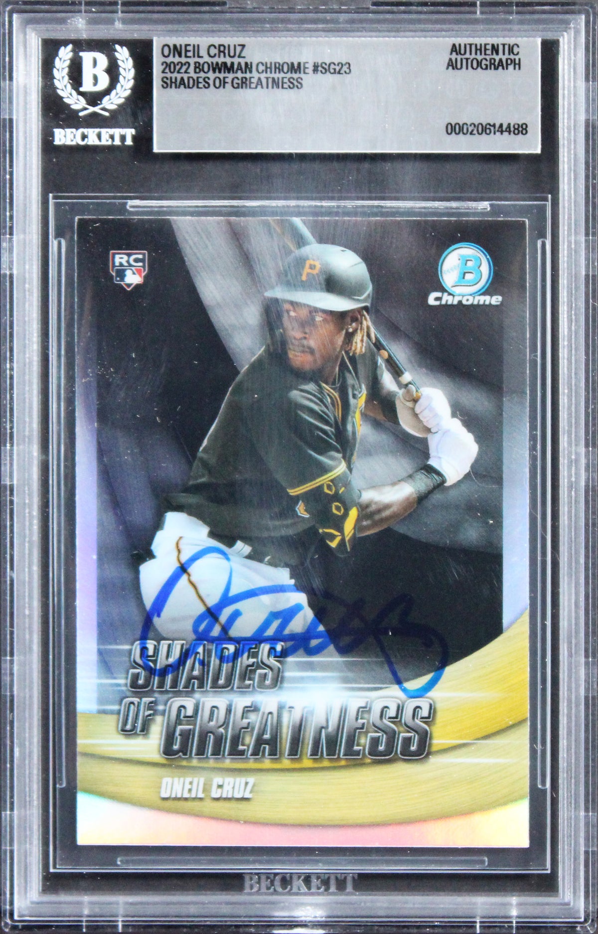 Pirates Oneil Cruz Signed 2022 Bowman Chrome SOG #SG23 Rookie Card BAS Slabbed