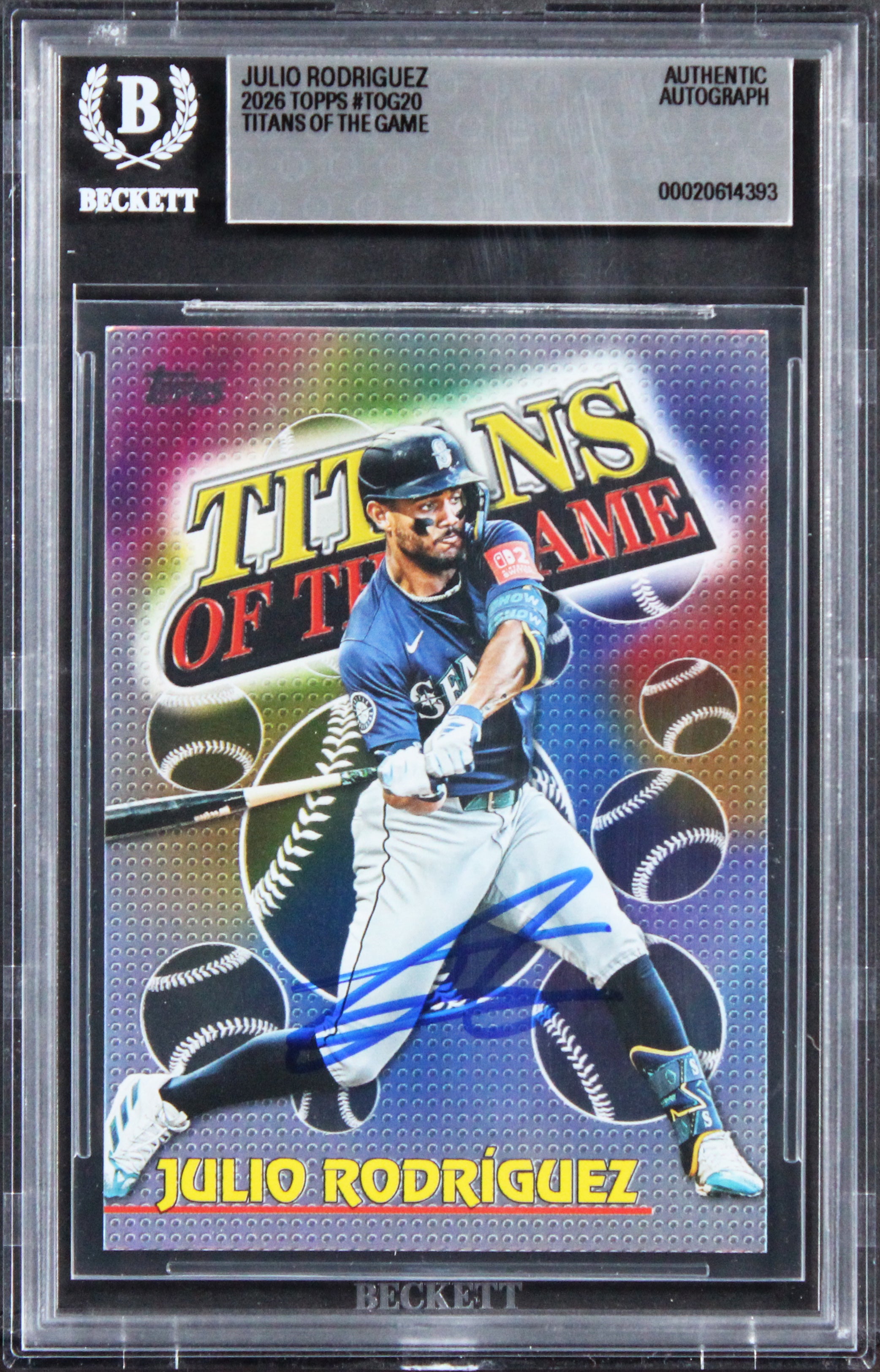 Mariners Julio Rodriguez 2026 Topps TOTG #TOG20 Card Autographed BAS Slabbed