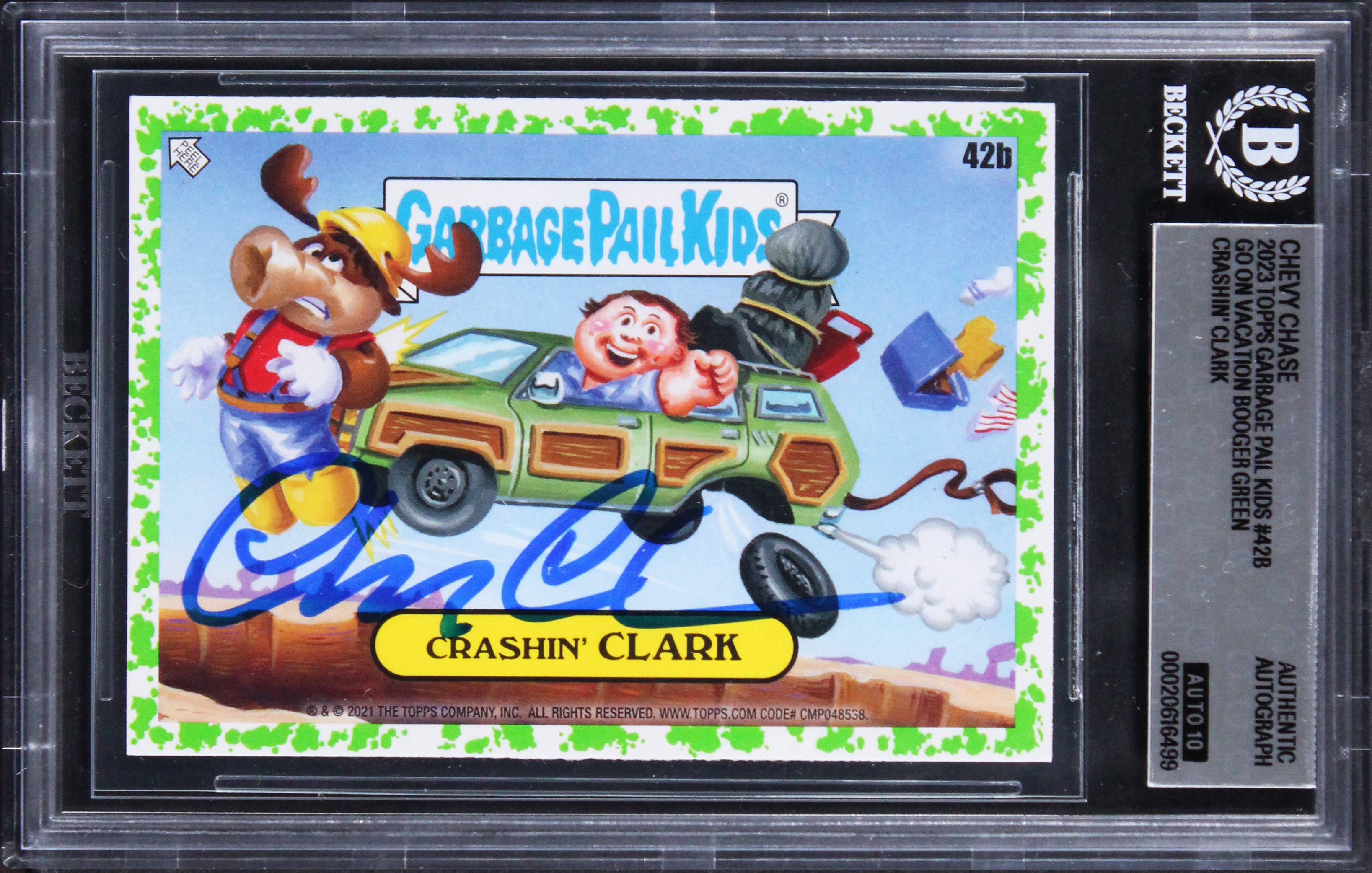 Chevy Chase Signed 2023 Topps Garbage Pail Kids #42B Card Auto 10! BAS Slabbed