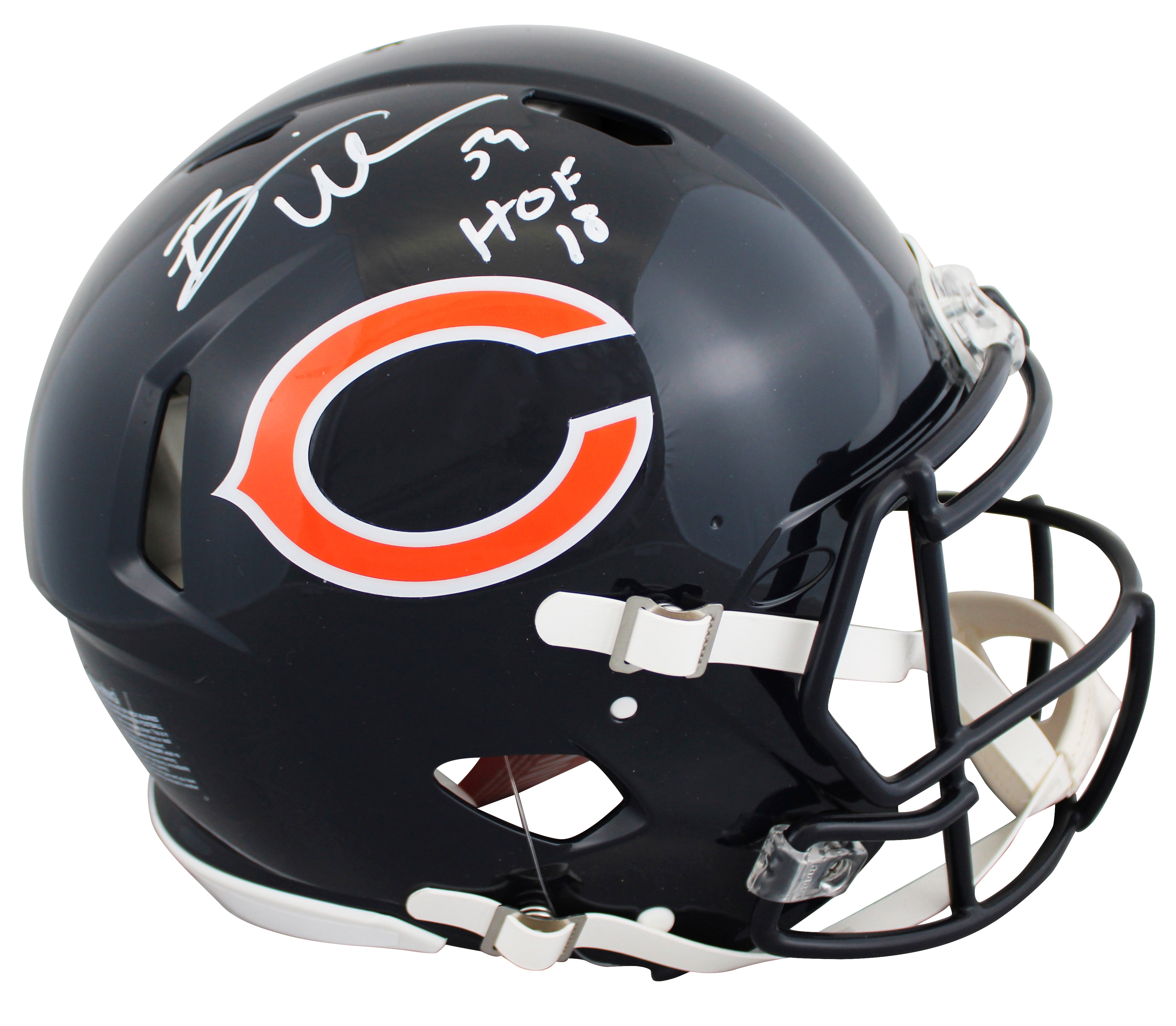Bears Brian Urlacher "HOF 18" Signed F/S Speed Proline Helmet W/ Case BAS Wit