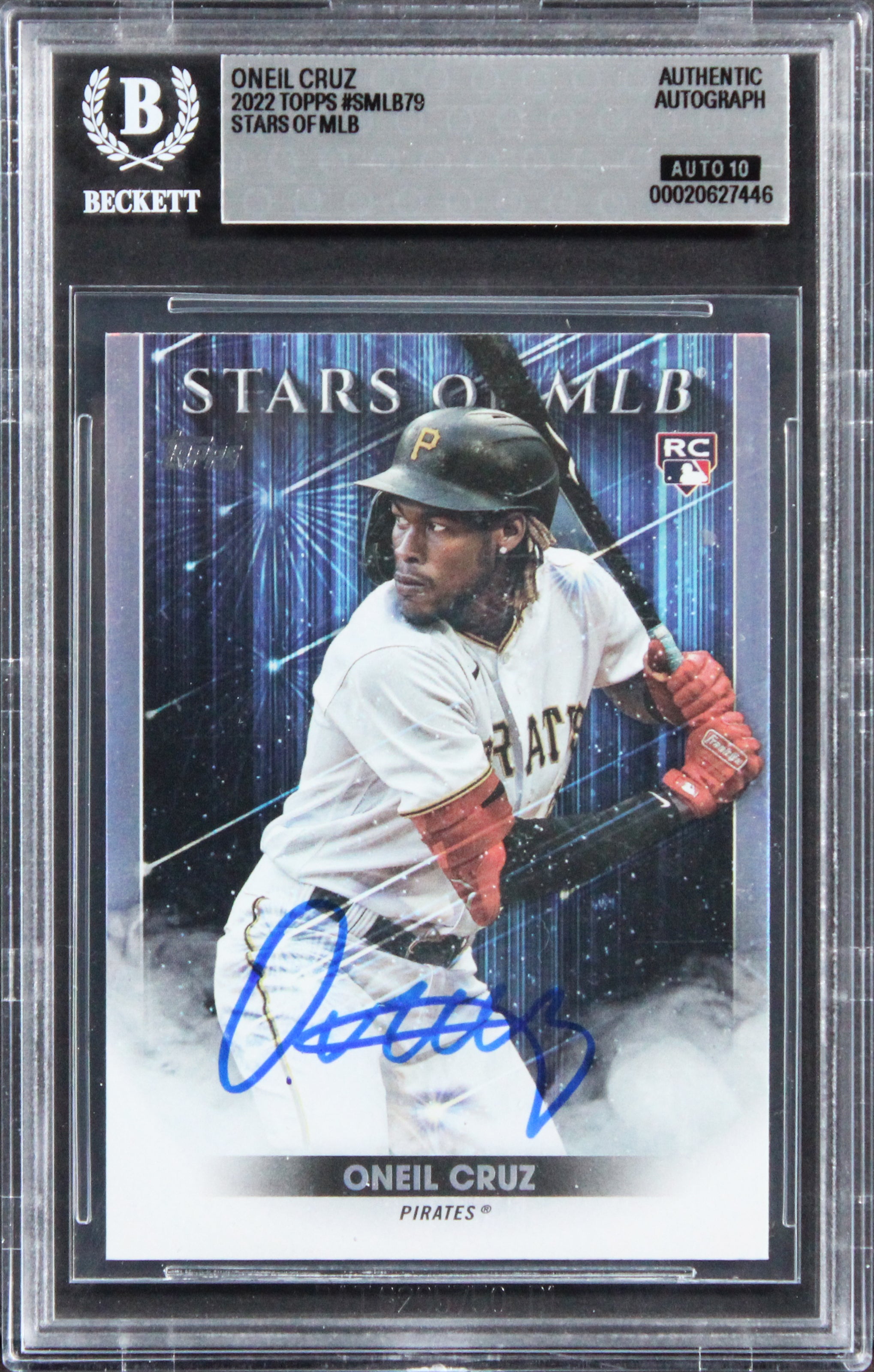 Pirates Oneil Cruz Signed 2022 Topps #SMLB79 Rookie Card Auto 10! BAS Slabbed