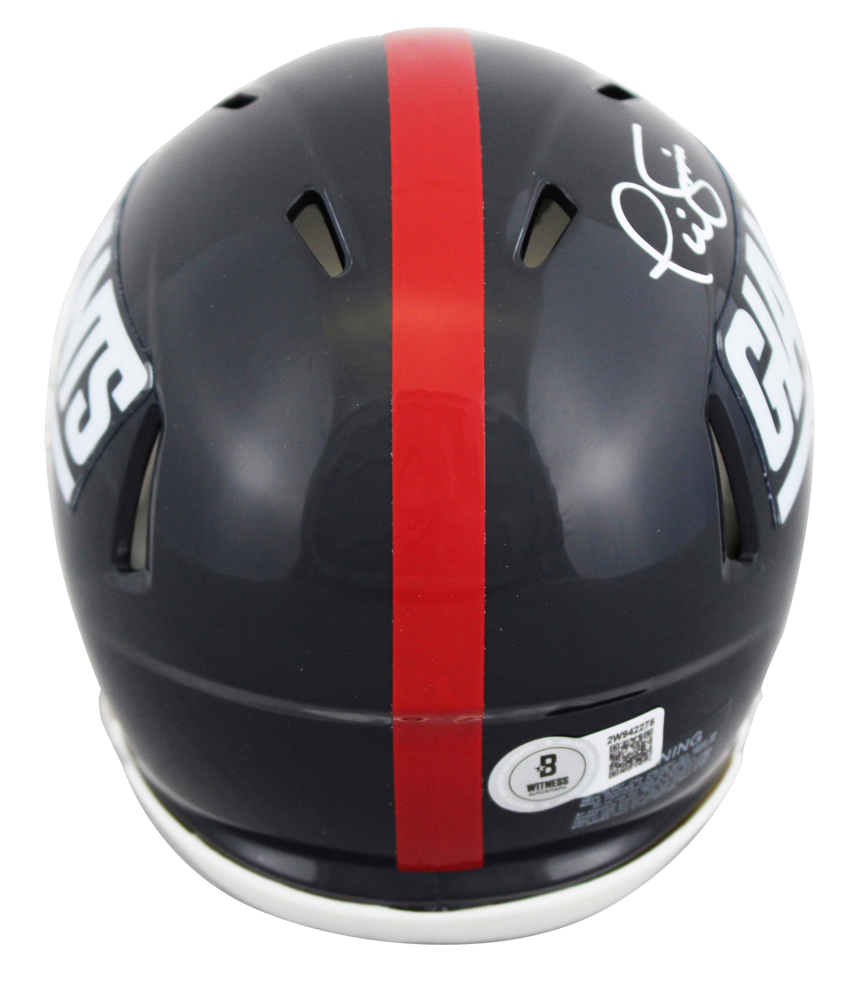 Giants Phil Simms Signed 1981-99 TB Speed Mini Helmet W/ Case BAS Witnessed