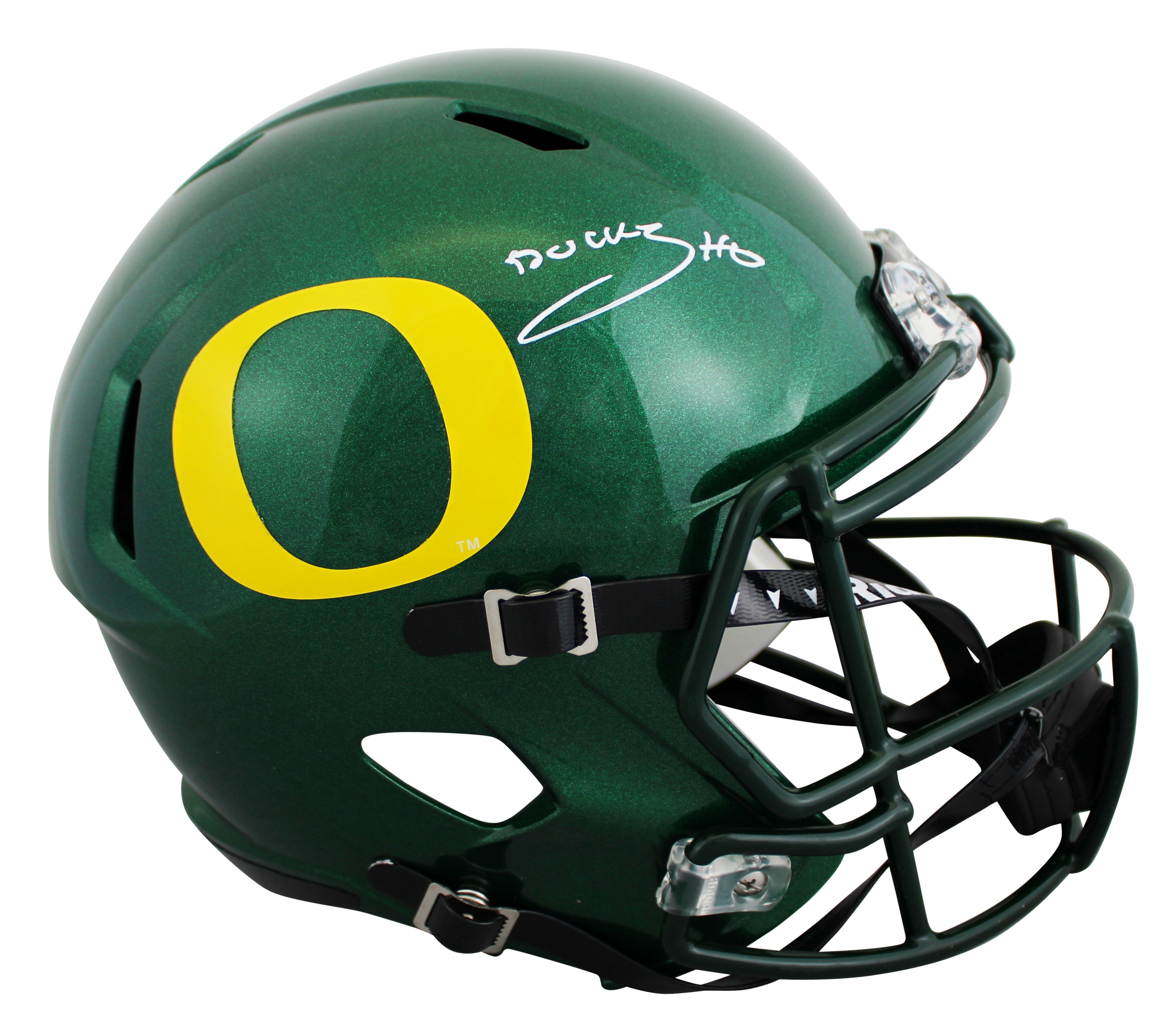 Oregon Bucky Irving Authentic Signed Full Size Speed Rep Helmet BAS Witnessed