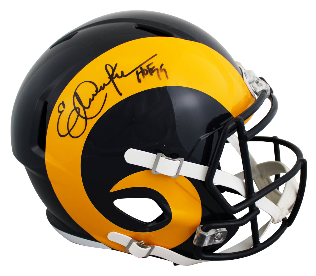 Rams Eric Dickerson "HOF 99" Signed Full Size Speed Rep Helmet BAS Wit #2W414585