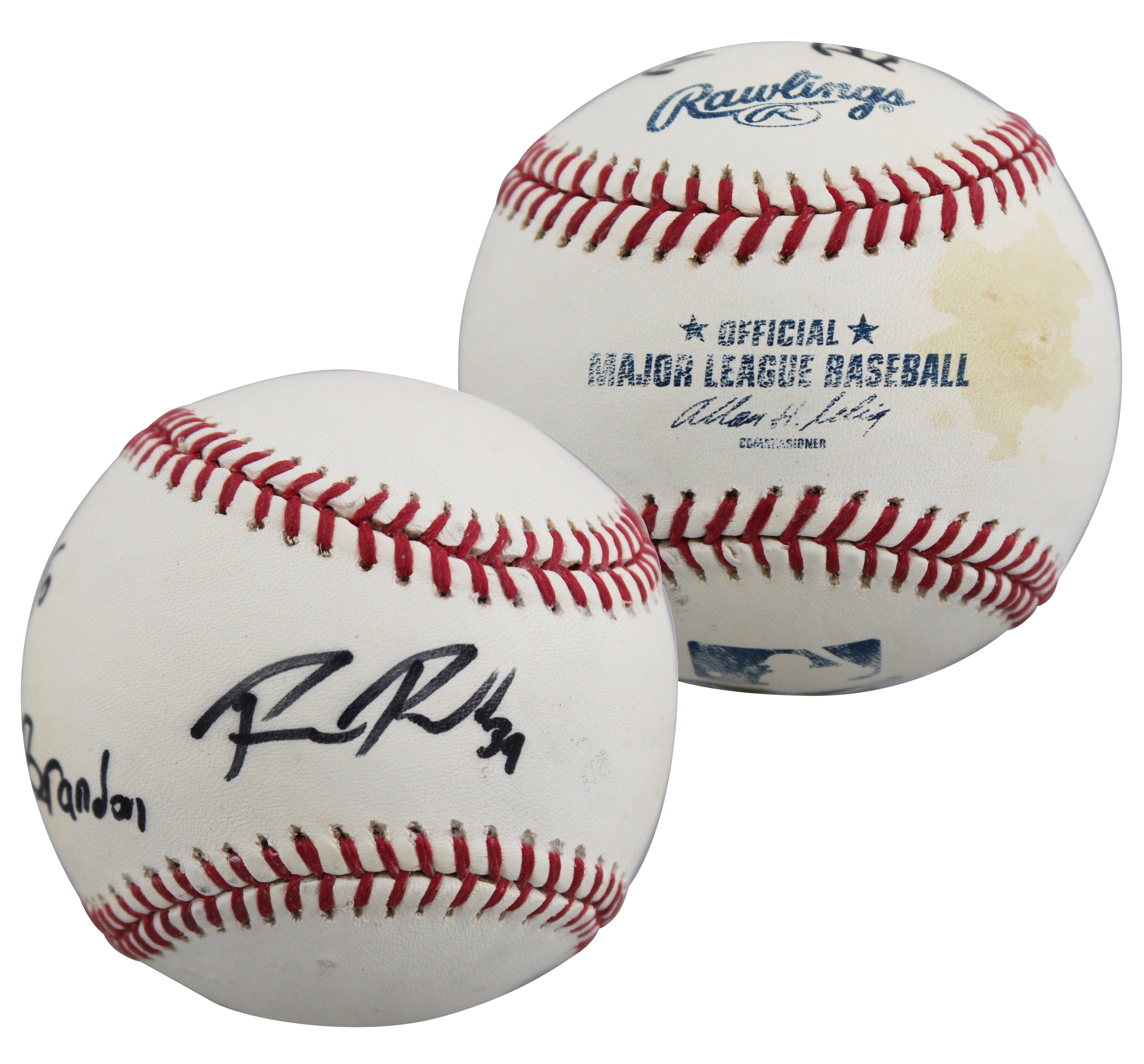 Mets Bobby Parnell "To Brandon" Authentic Signed Selig OML Baseball BAS #BJ32555