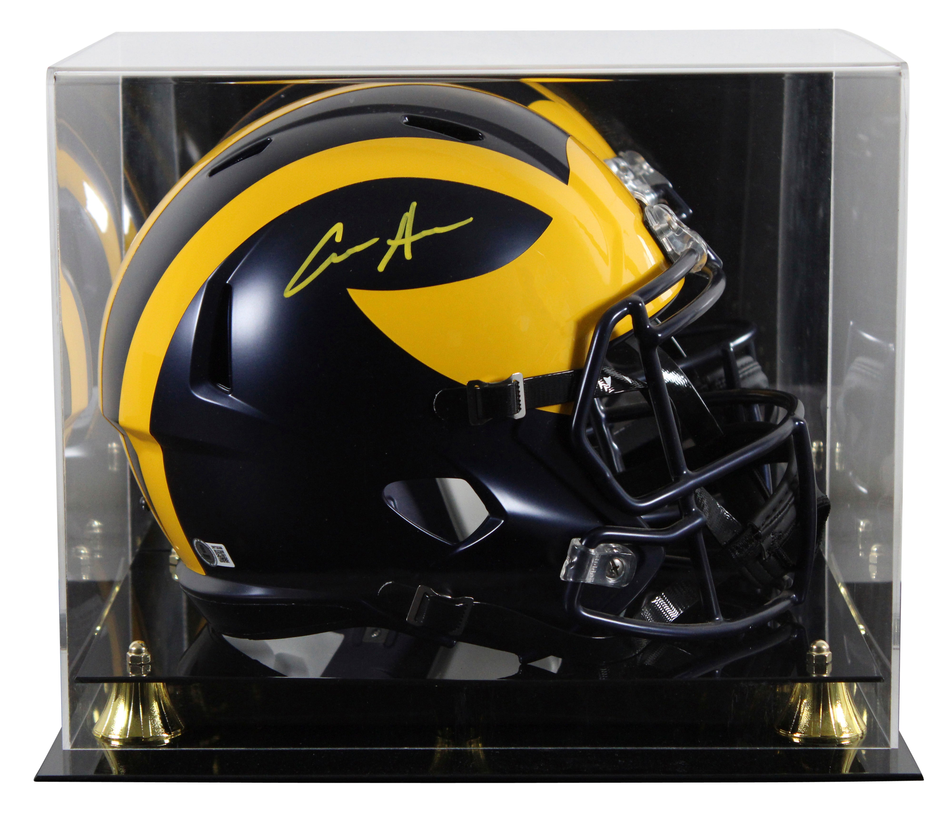Michigan Aidan Hutchinson Signed Full Size Speed Rep Helmet W/ Case BAS Witness