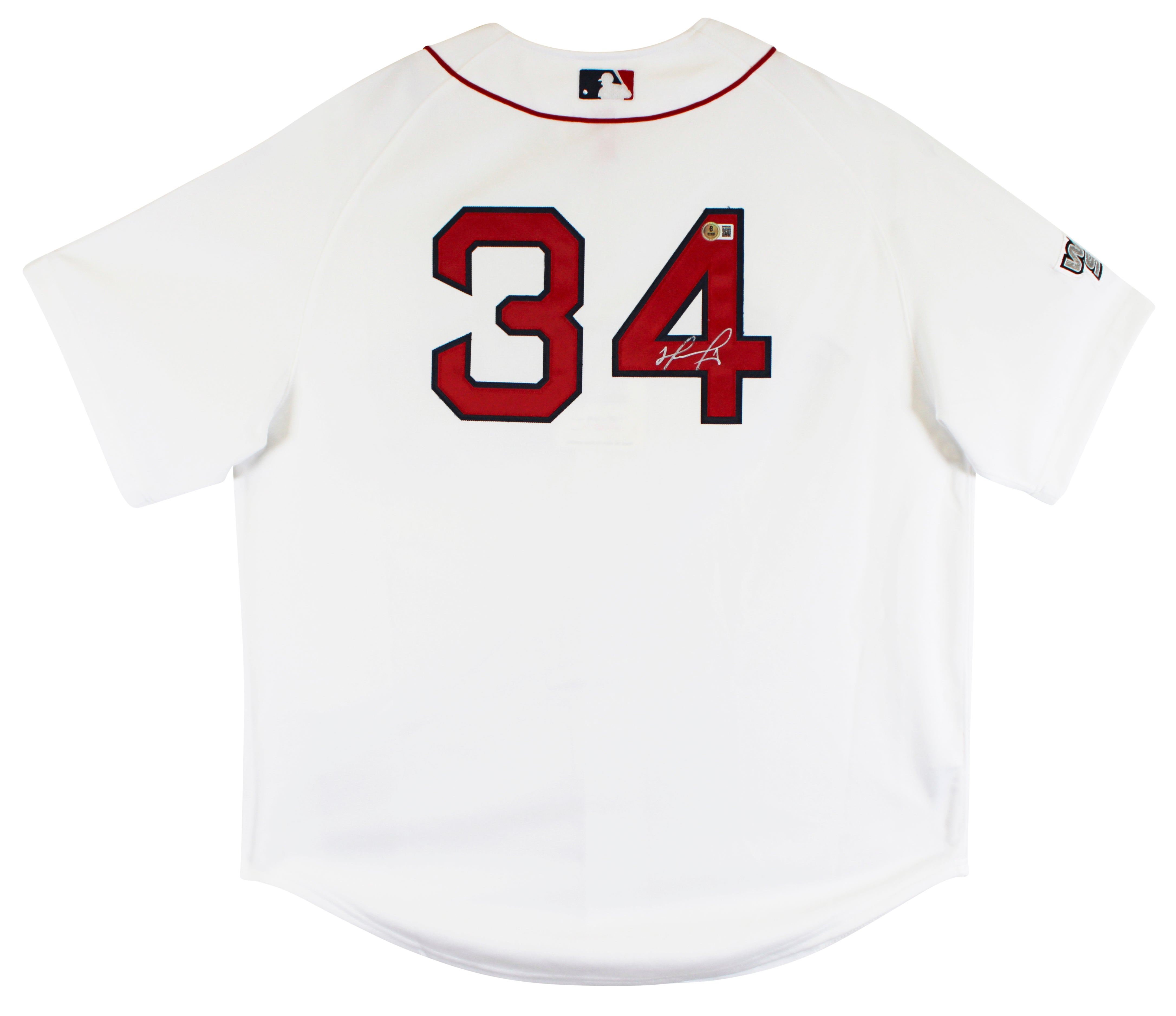 Red Sox David Ortiz Signed White 2004 WS Logo Mitchell & Ness CC Jersey BAS Wit