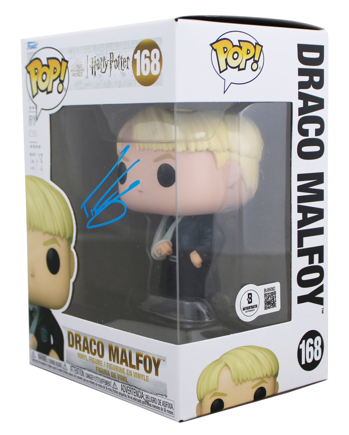 Tom Felton Harry Potter Signed Draco Malfoy #168 Funko Pop Figure BAS #BU89362