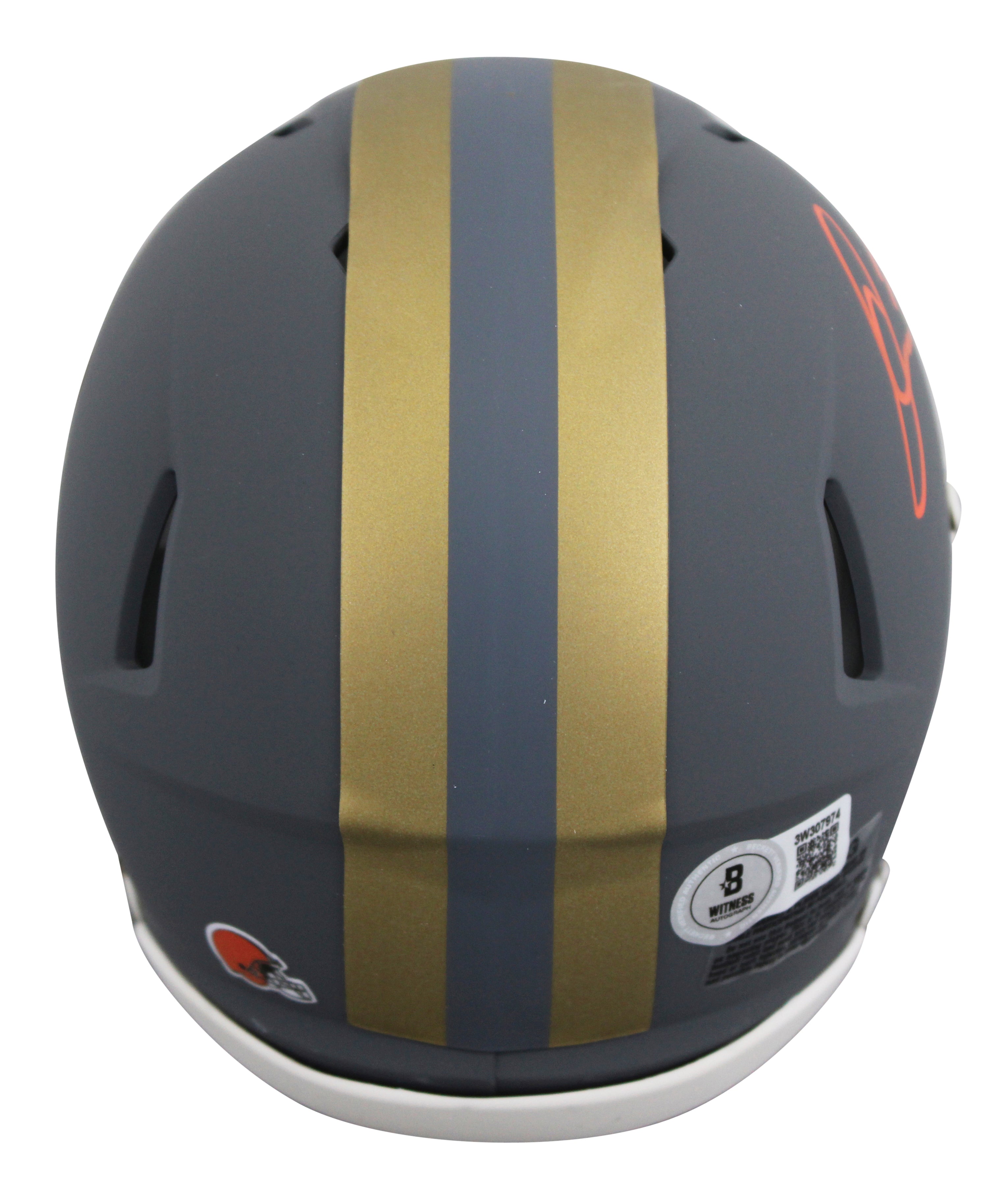 Browns Quinshon Judkins Authentic Signed Slate Speed Mini Helmet BAS Witnessed