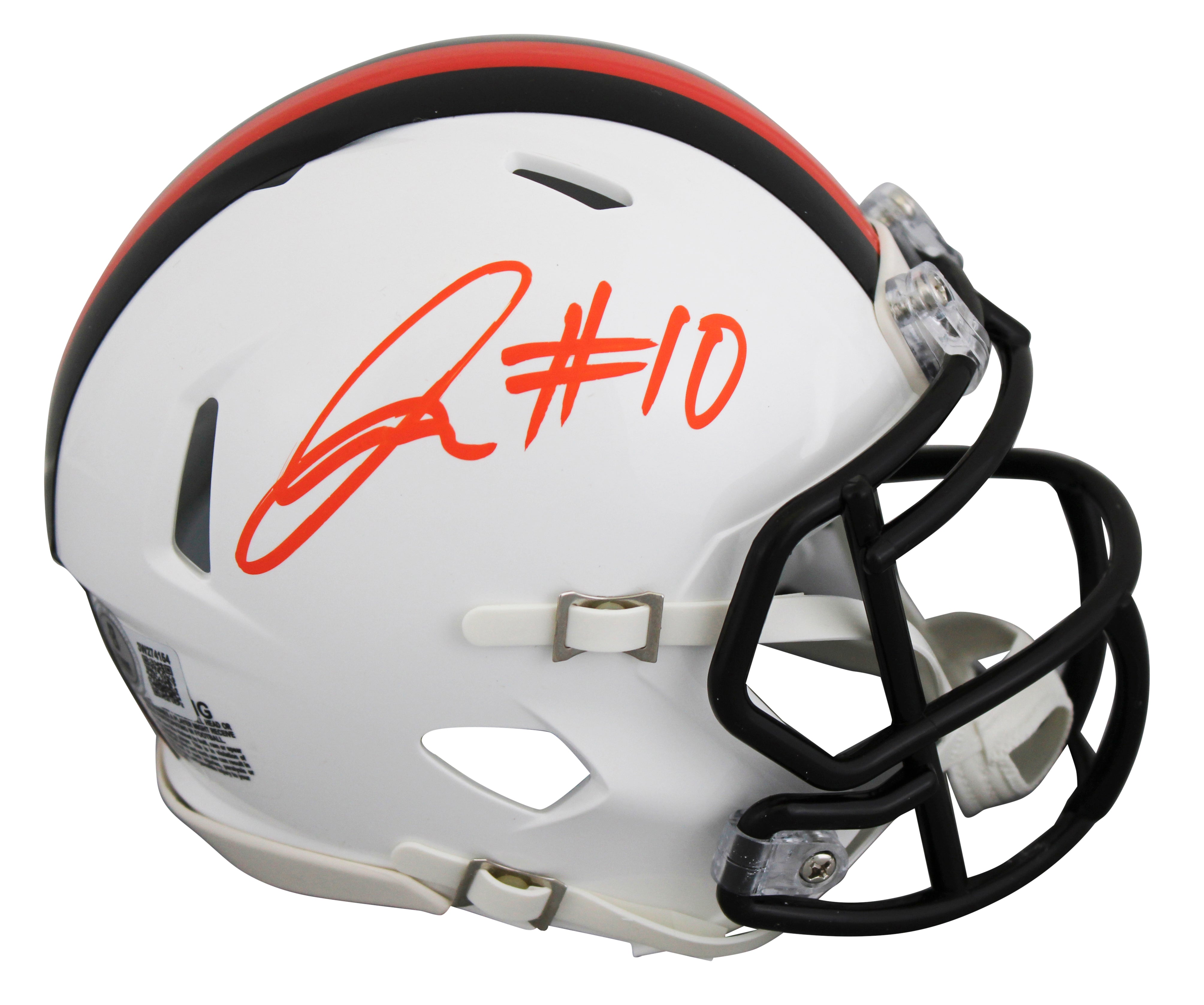 Browns Quinshon Judkins Signed 2023 On-Field Alt Speed Mini Helmet W/ Case BAS W