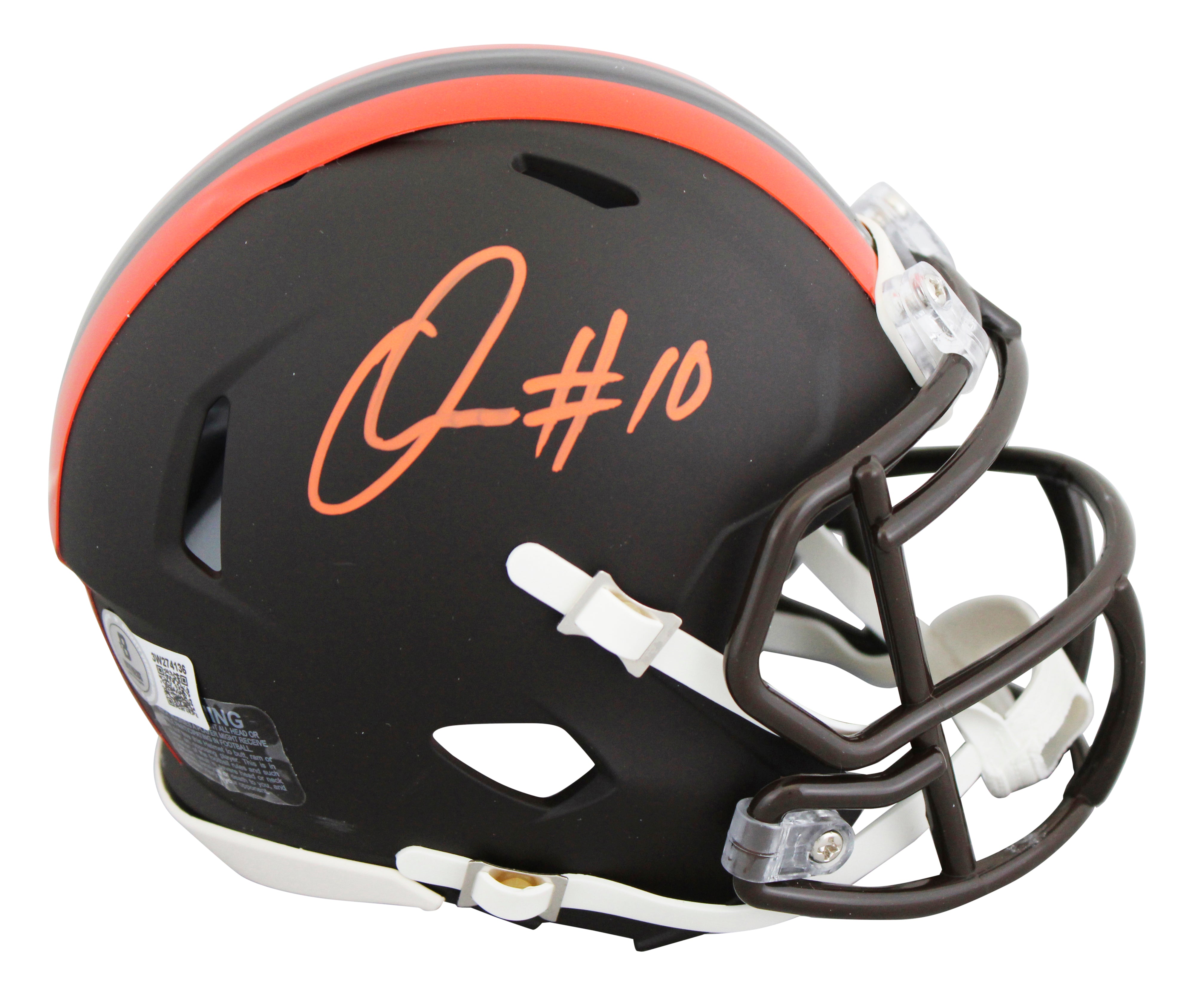 Browns Quinshon Judkins Signed 2025 On-Field Alt Speed Mini Helmet W/ Case BAS W
