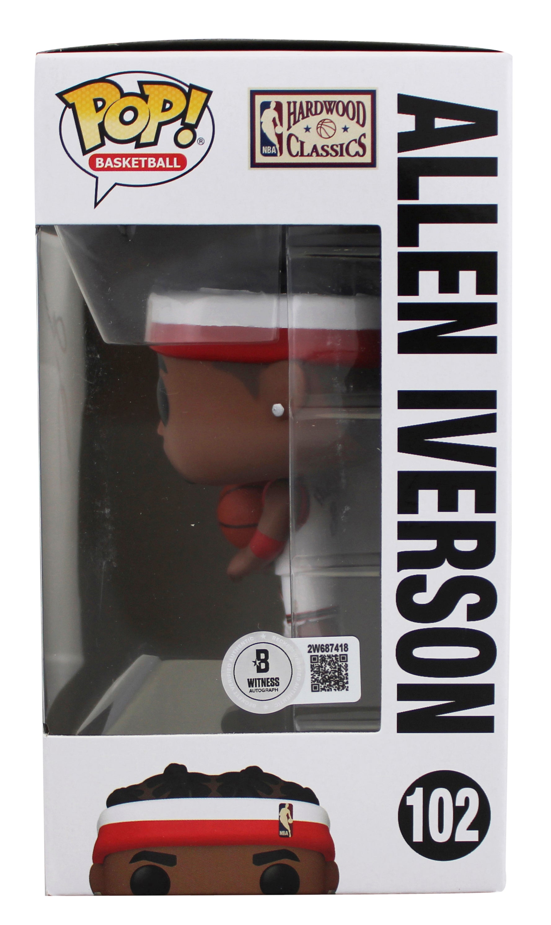 76ers Allen Iverson Signed HWC #102 Funko Pop Vinyl Figure BAS Witness #2W687418