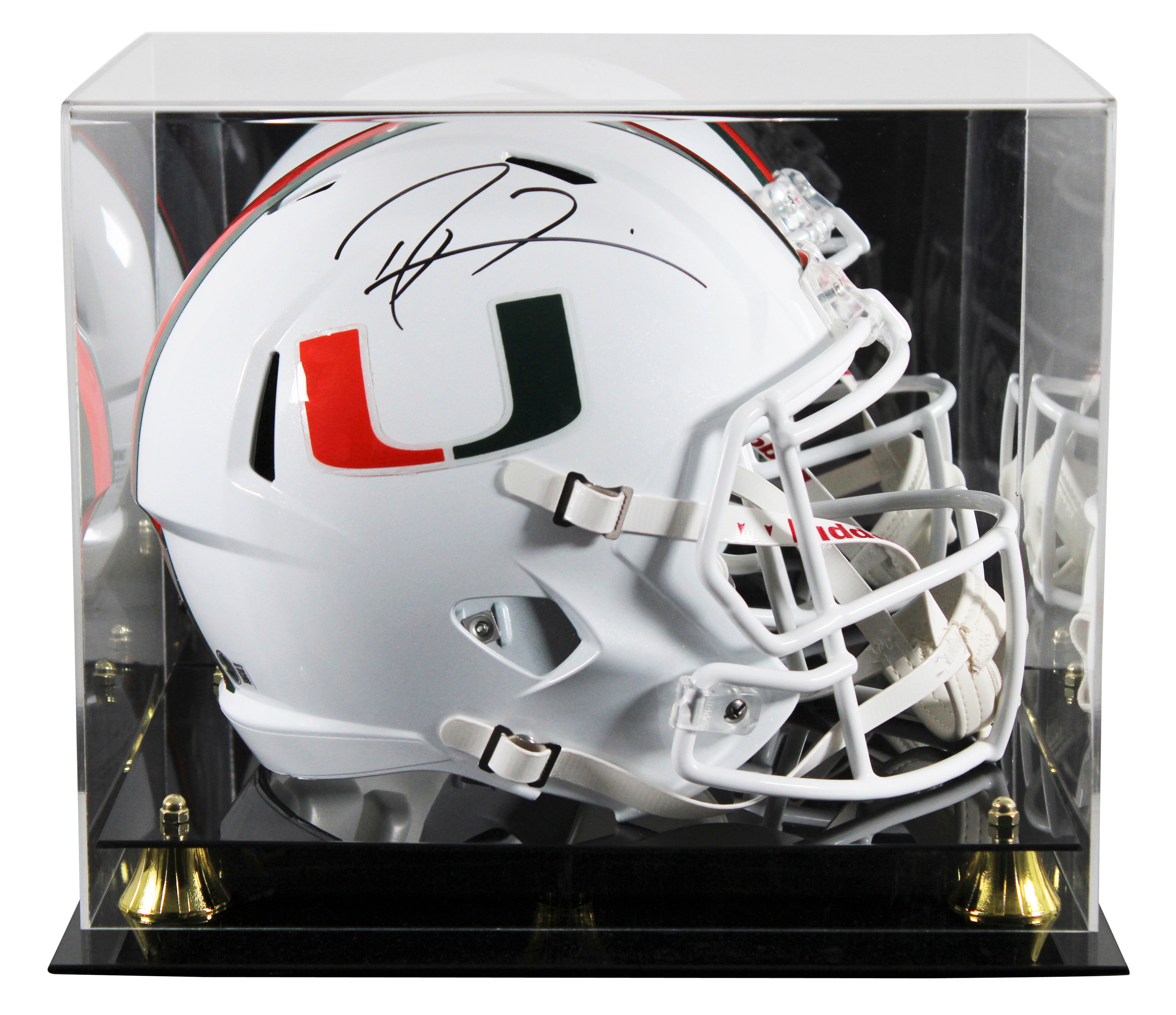 Miami Ray Lewis Signed White Full Size Speed Rep Helmet W/ Case BAS Witnessed