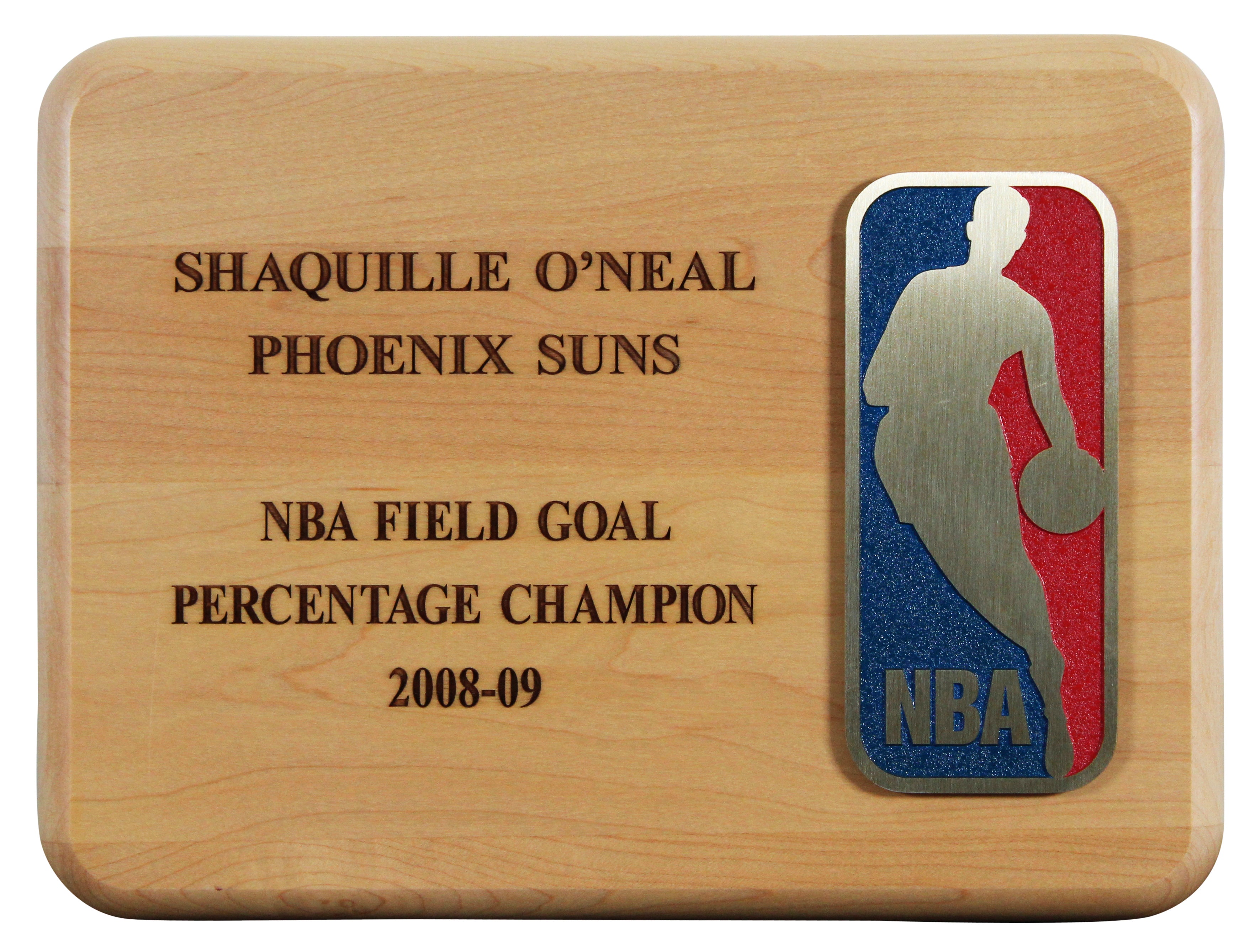 Suns Shaquille O'Neal 2008 NBA Field Goal Percentage Champion Plaque Un-signed