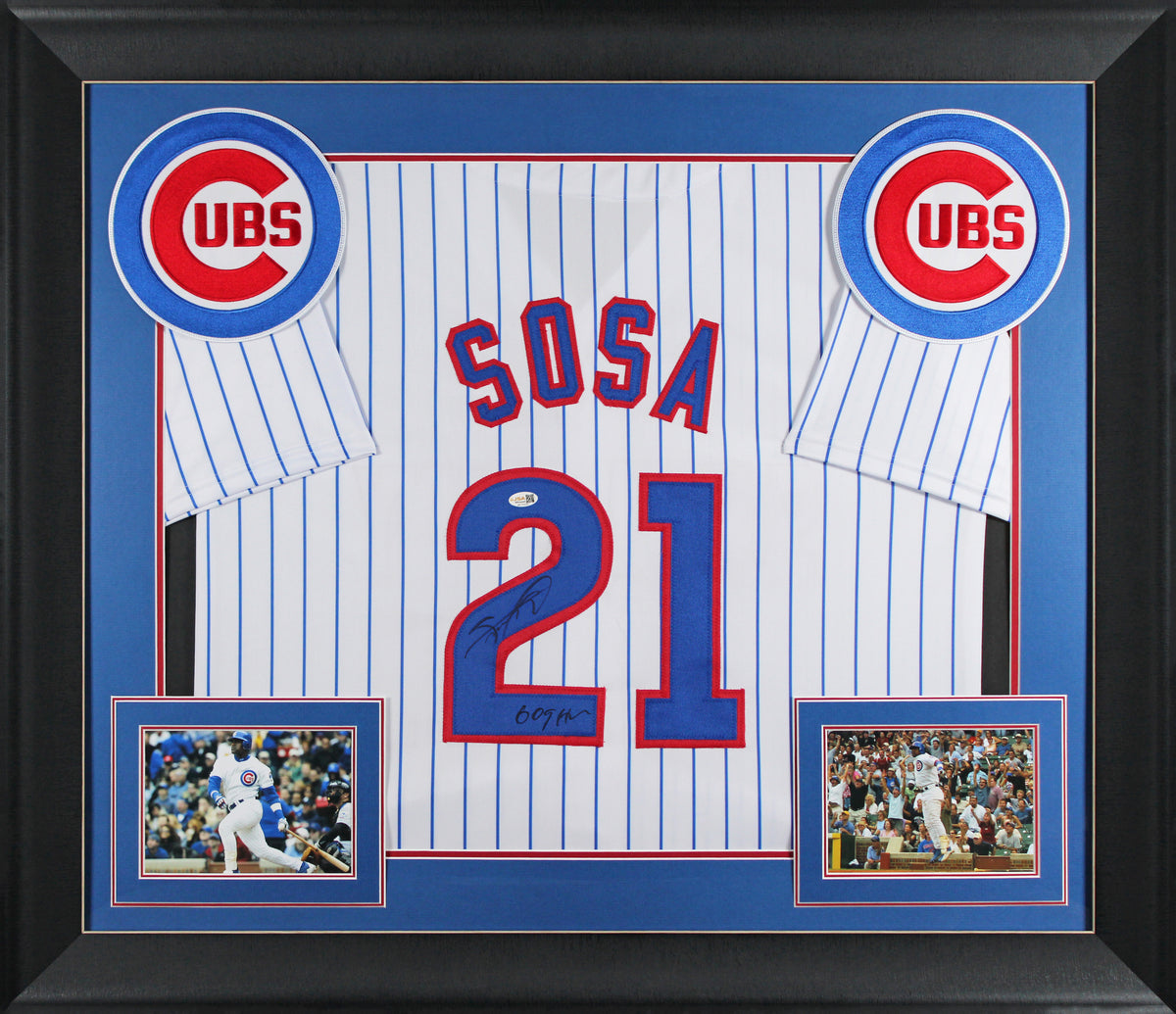 Sammy Sosa "609 HRs" Authentic Signed White Pro Style Framed Jersey JSA Witness