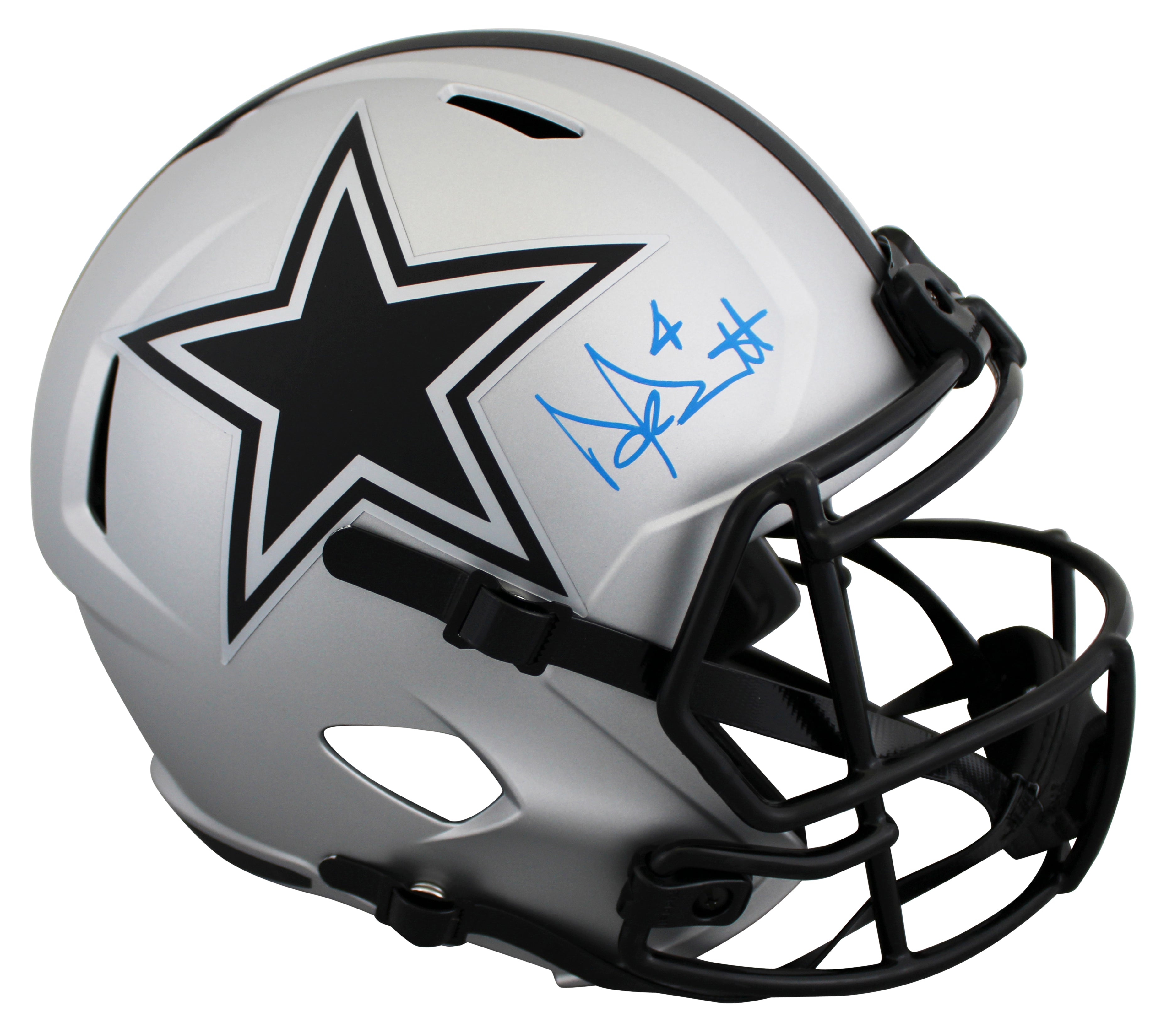 Cowboys Dak Prescott Signed Rave Full Size Speed Rep Helmet W/ Case BAS Witness