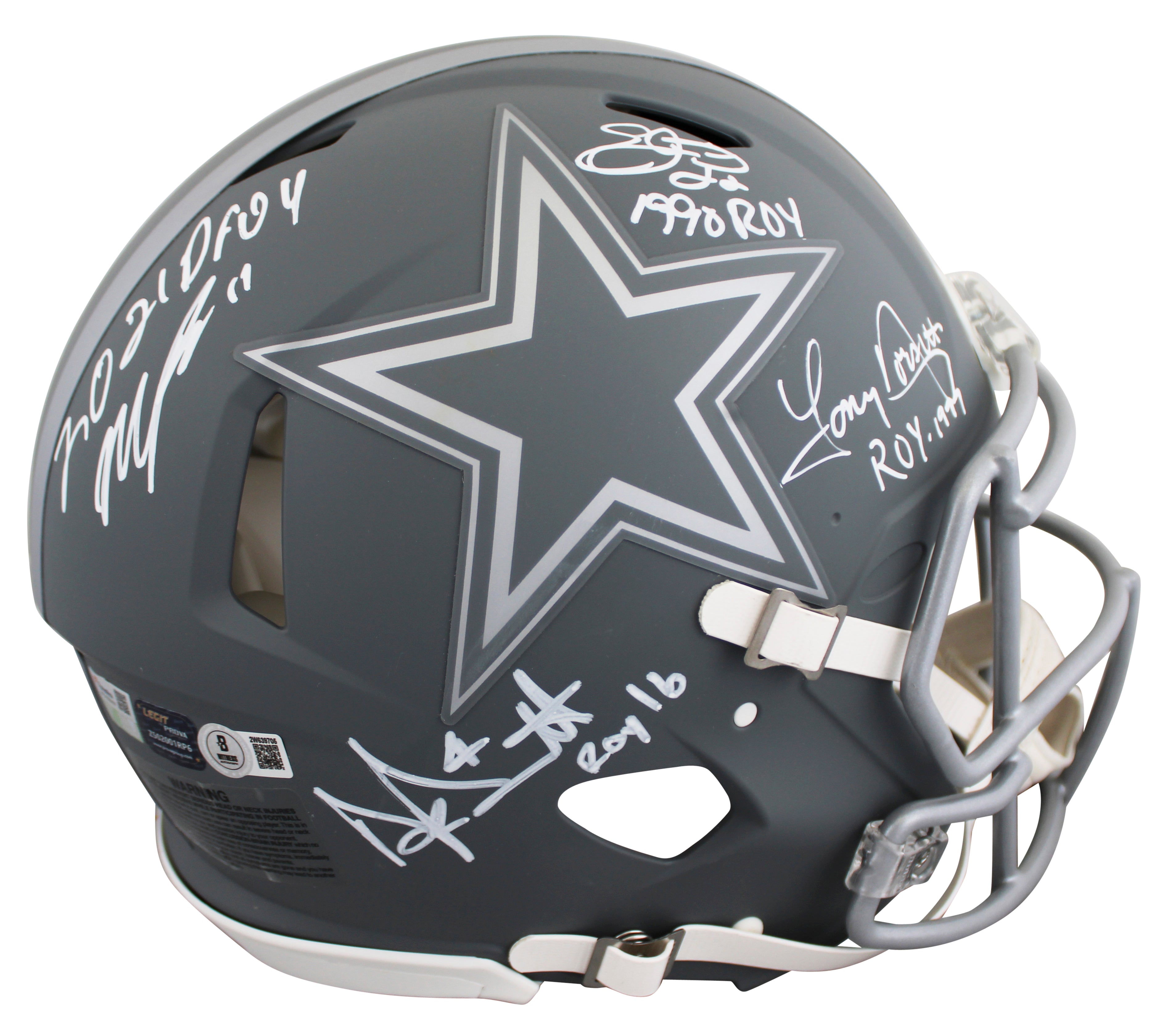 Prescott, Smith, Parsons +1 Signed Slate F/S Speed Proline Helmet W/ Case BAS W