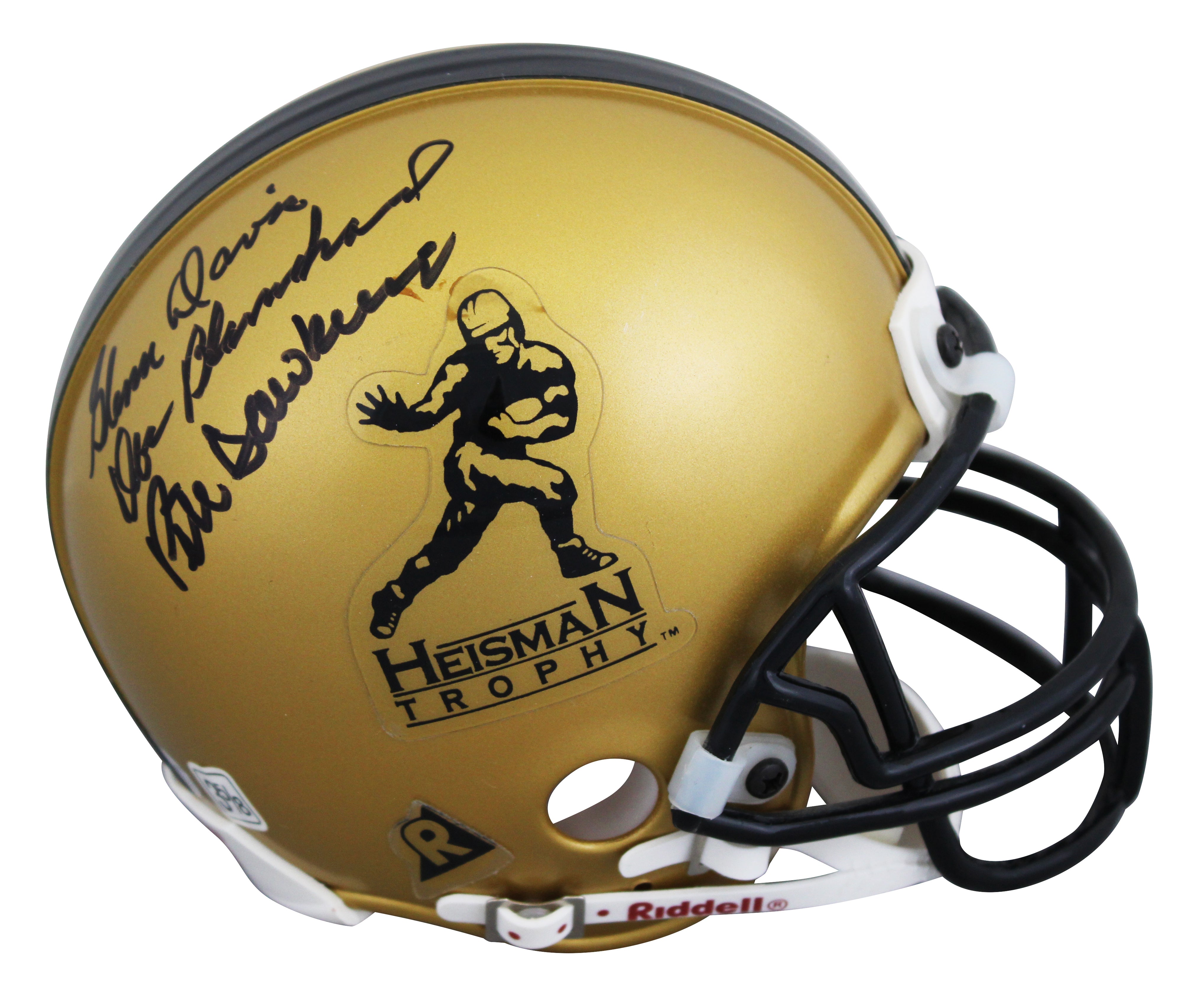 Heisman Winners (5) Staubach, Davis +3 Signed HT VSR4 Mini Helmet JSA #YY75193