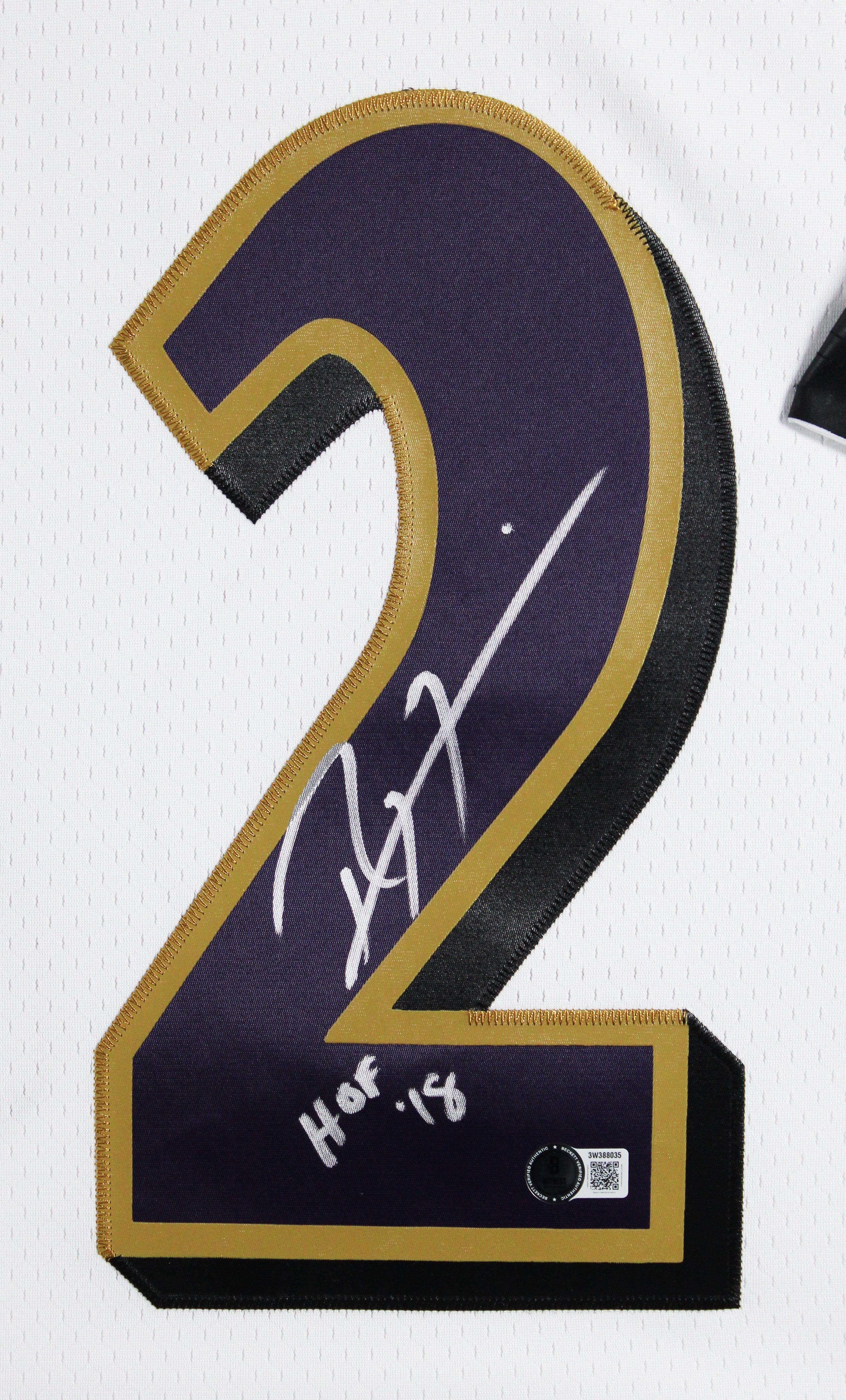 Ravens Ray Lewis HOF 18 Authentic Signed White M&N Framed Jersey BAS Witnessed