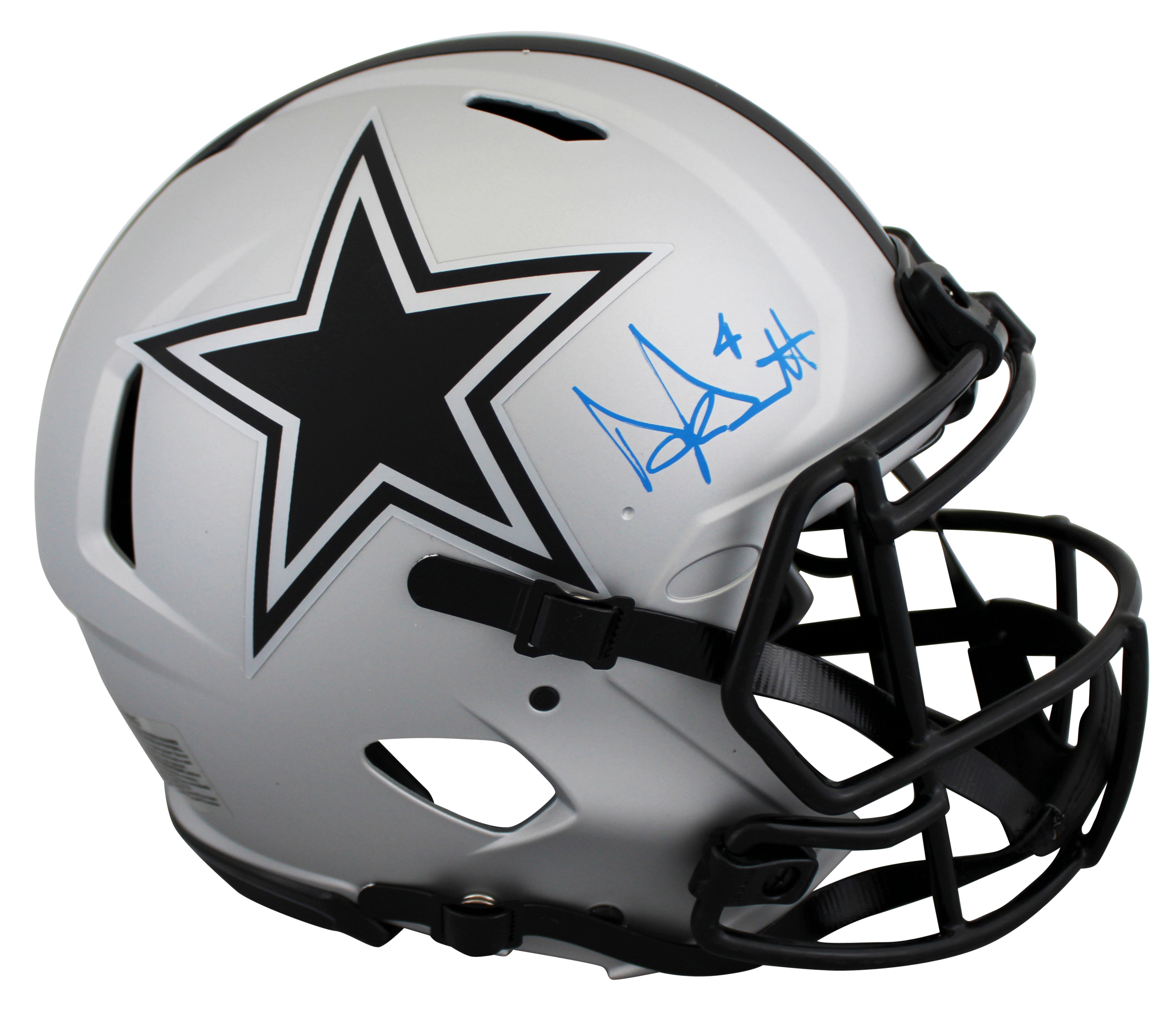 Cowboys Dak Prescott Signed Rave Full Size Speed Proline Helmet BAS Witnessed